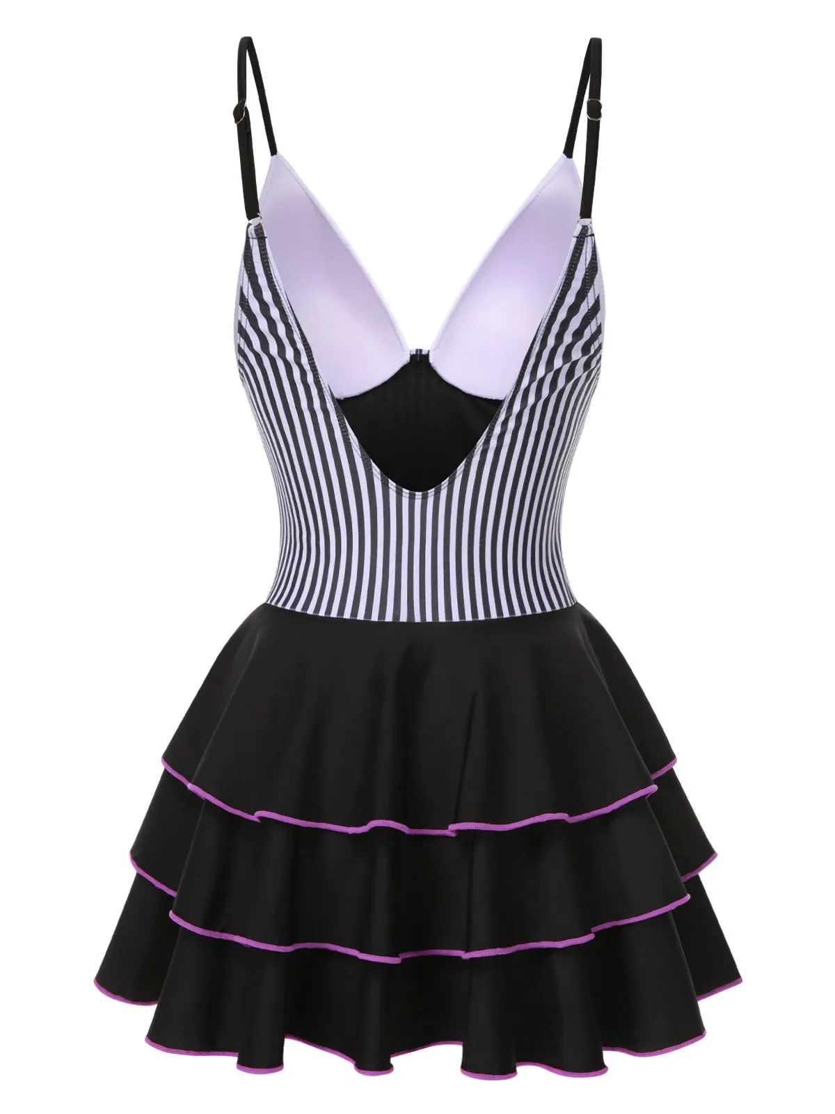 1940s Stripe Patchwork Layered Hem Swim Dress sold by Retro Stage product image thumbnail 3