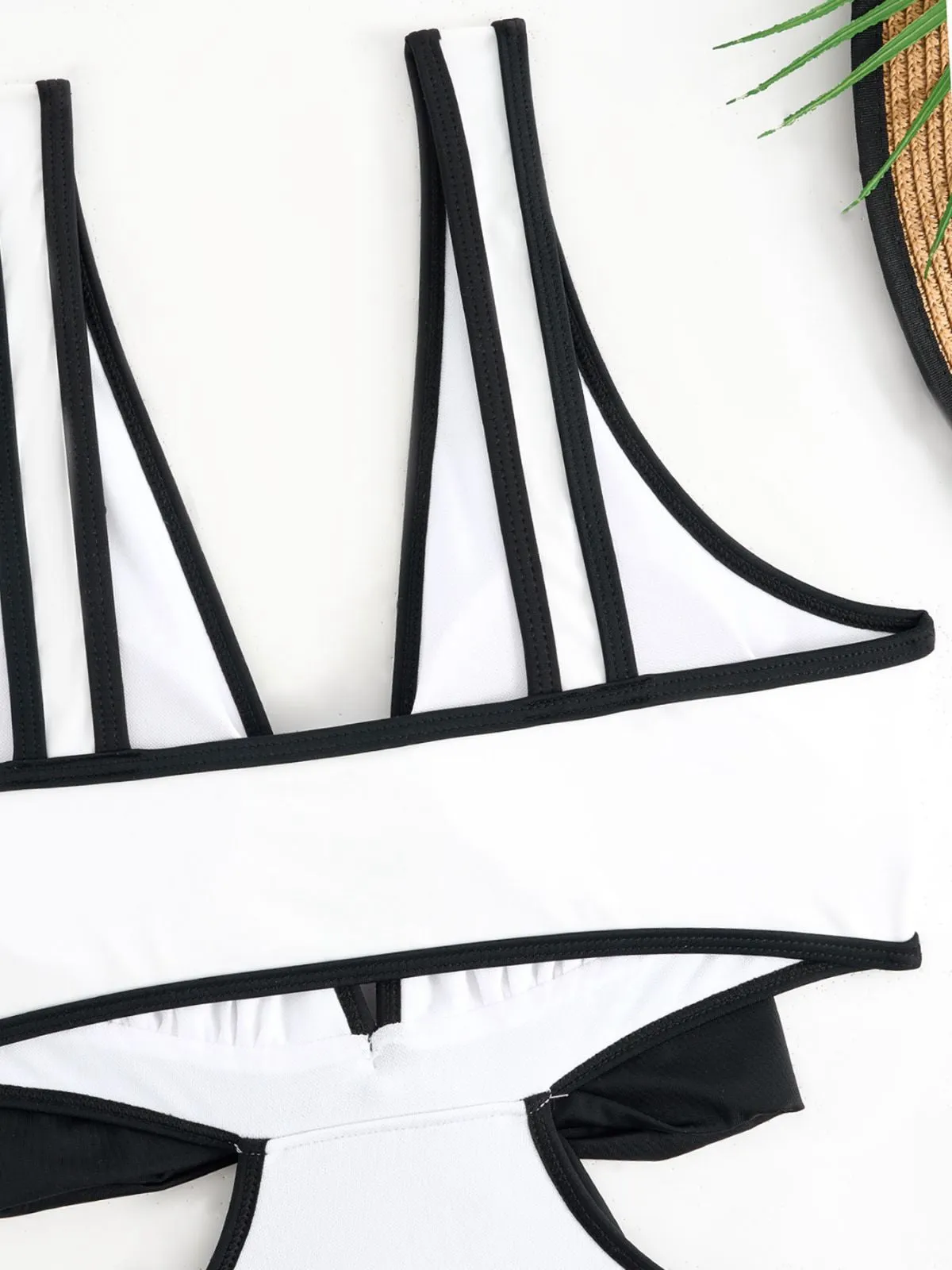 White 1950s Waist Hollow Binding Bow Swimsuit sold by Retro Stage product image thumbnail 3