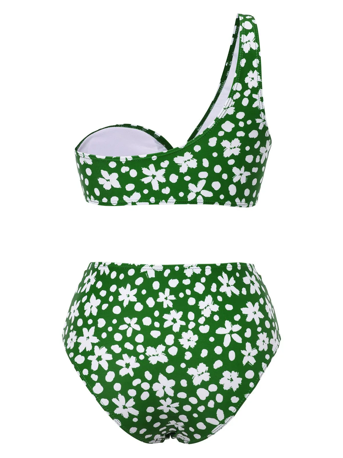 Green 1950s One-Shoulder Floral Bikini Set sold by Retro Stage product image thumbnail 2