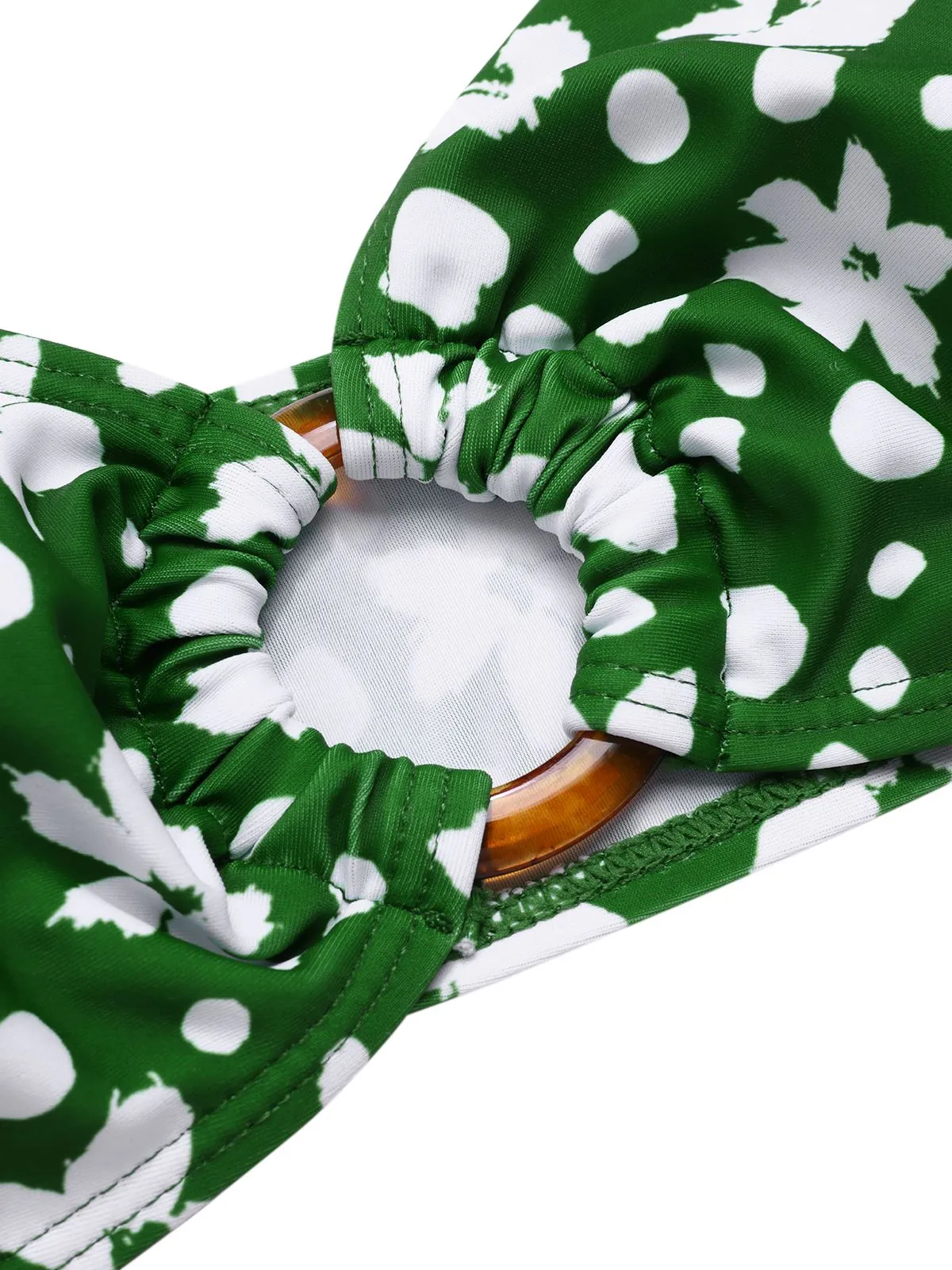 Green 1950s One-Shoulder Floral Bikini Set sold by Retro Stage product image thumbnail 3