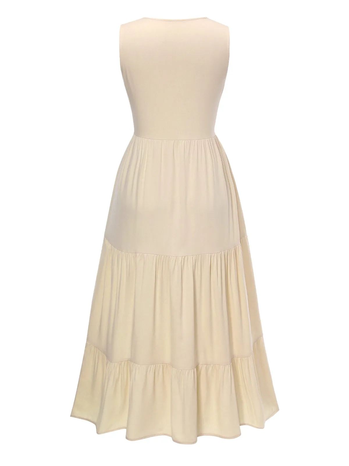 Cream 1940s Button Sleeveless Tiered Dress sold by Retro Stage product image thumbnail 2