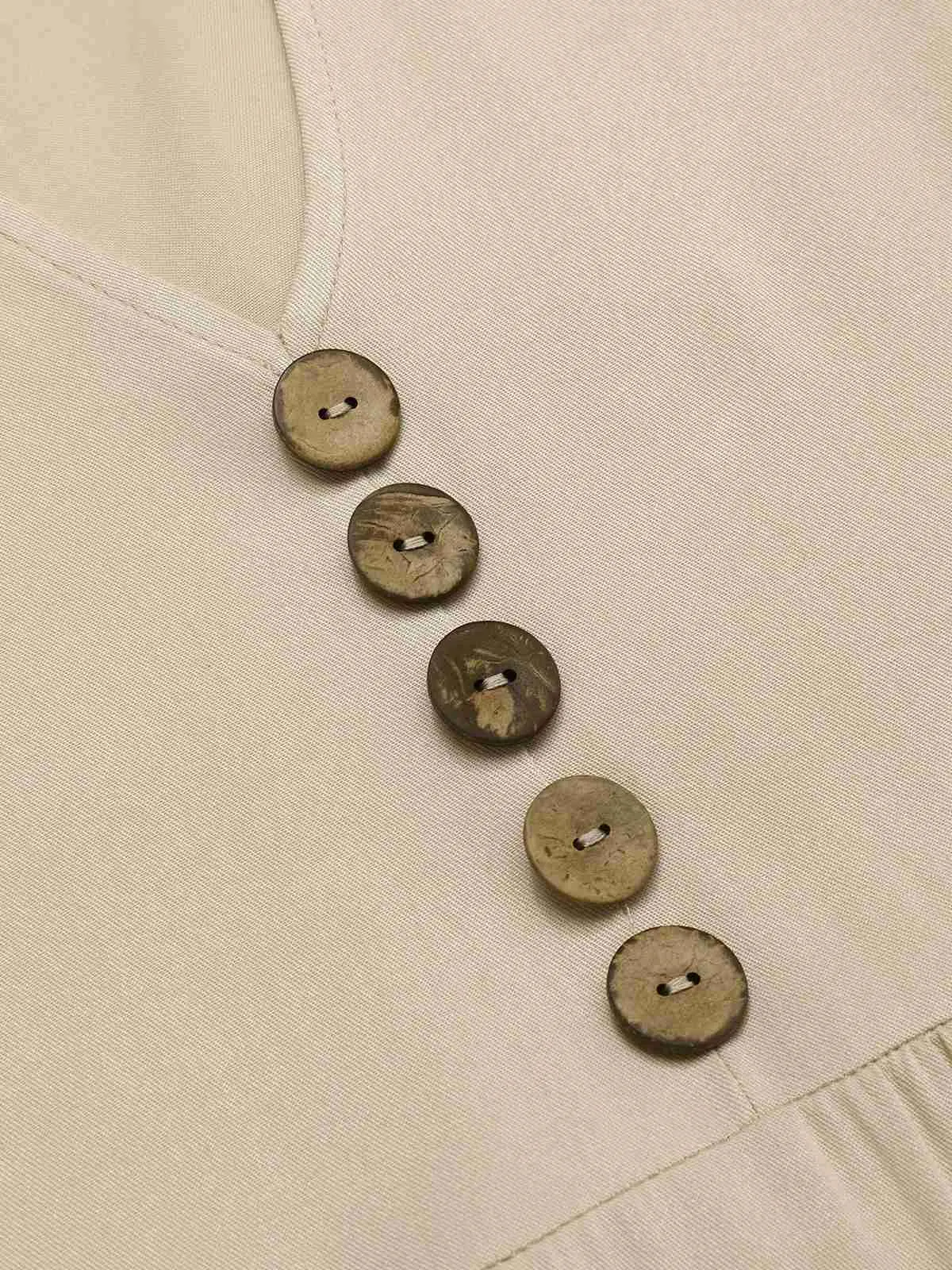 Cream 1940s Button Sleeveless Tiered Dress sold by Retro Stage product image thumbnail 3