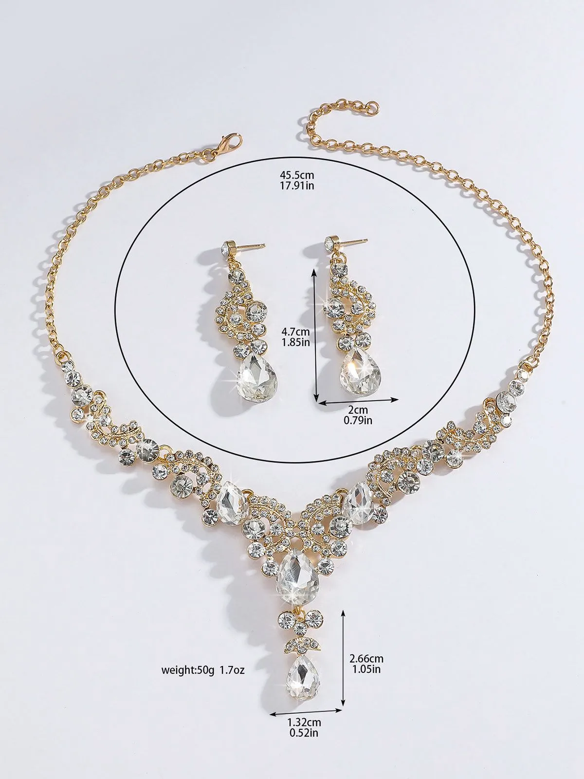 2PCS Rhinestone Necklace & Earrings Set sold by Retro Stage product image thumbnail 3