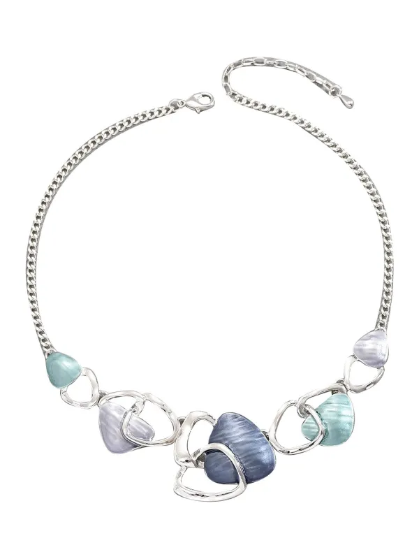 Multicolor Shell Silver Necklace & Earrings Set sold by Retro Stage