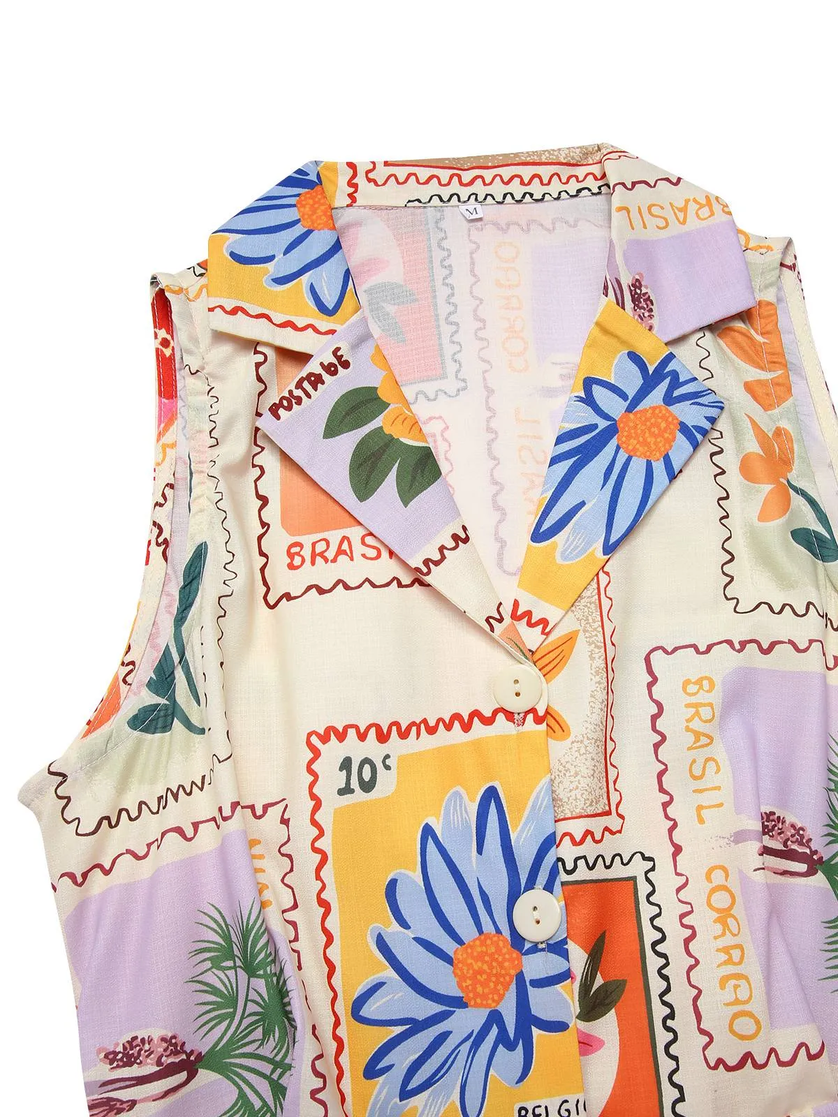 Multicolor 1960s Notched Collar Floral Stamp Dress sold by Retro Stage product image thumbnail 3