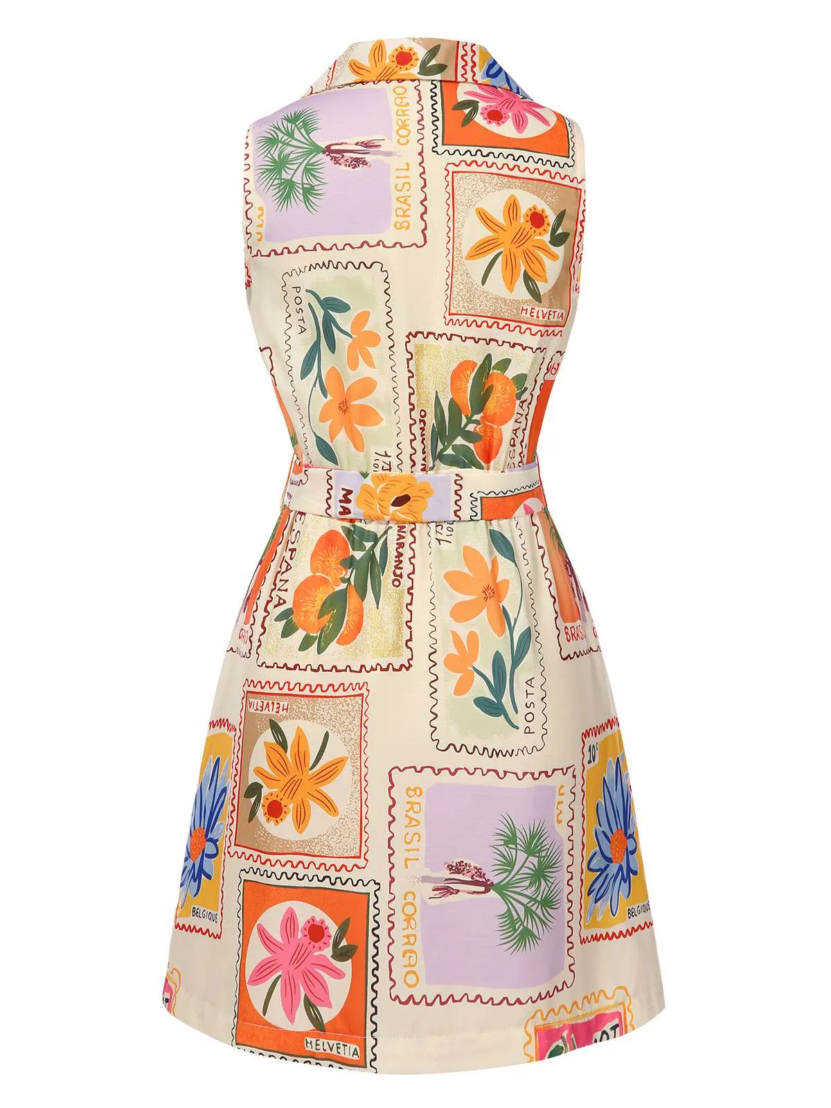 Multicolor 1960s Notched Collar Floral Stamp Dress sold by Retro Stage product image thumbnail 2