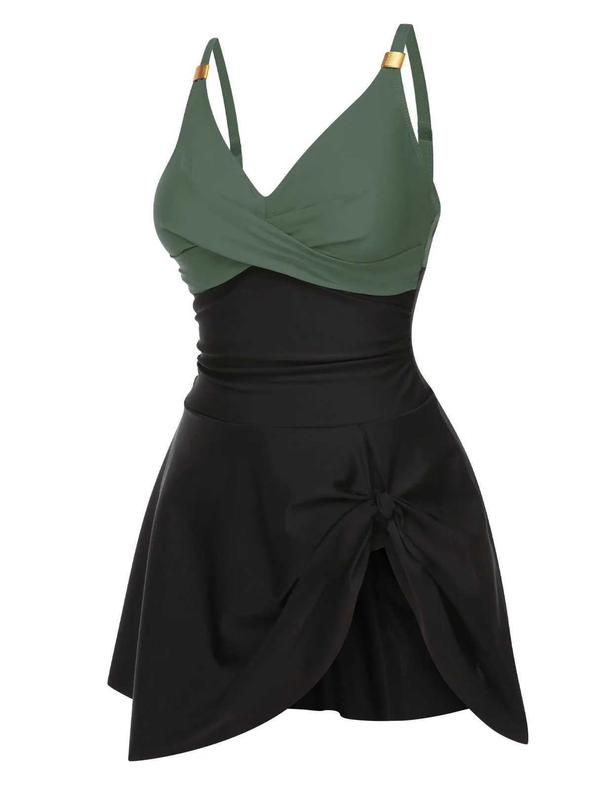 1940s Solid Ruffle Patchwork Twist Swimdress sold by Retro Stage product image thumbnail 5