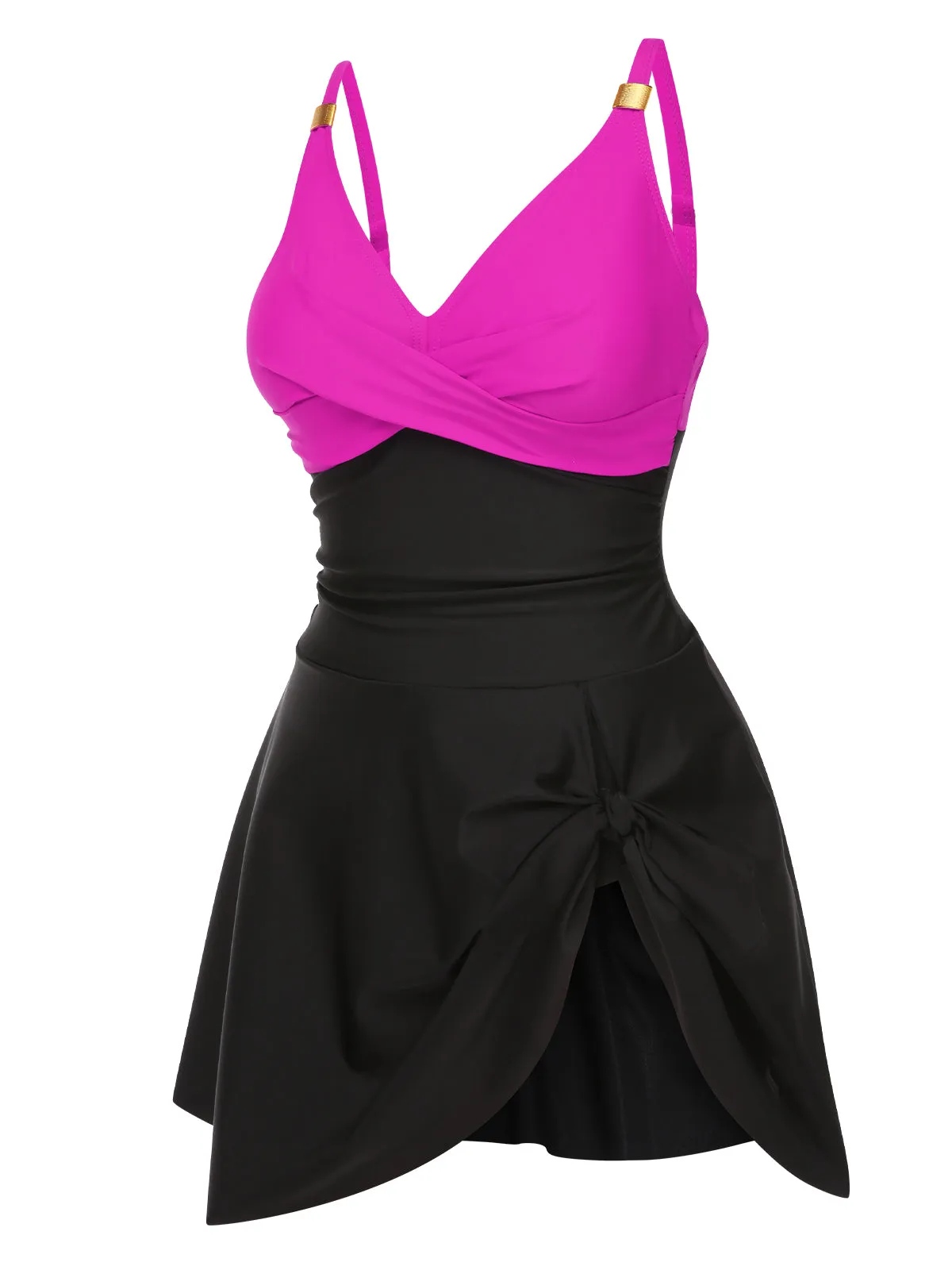 1940s Solid Ruffle Patchwork Twist Swimdress sold by Retro Stage product image thumbnail 2