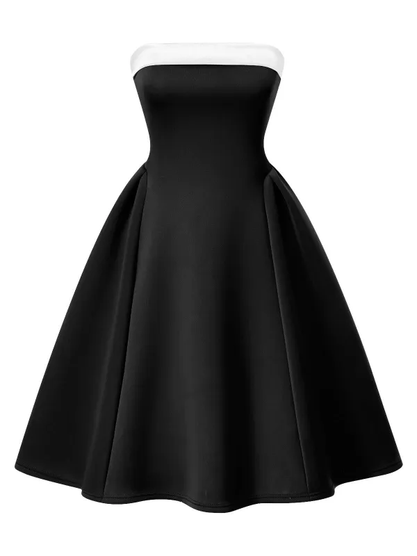 1950s Vintage Colorblock Bandeau Swing Dress sold by Retro Stage