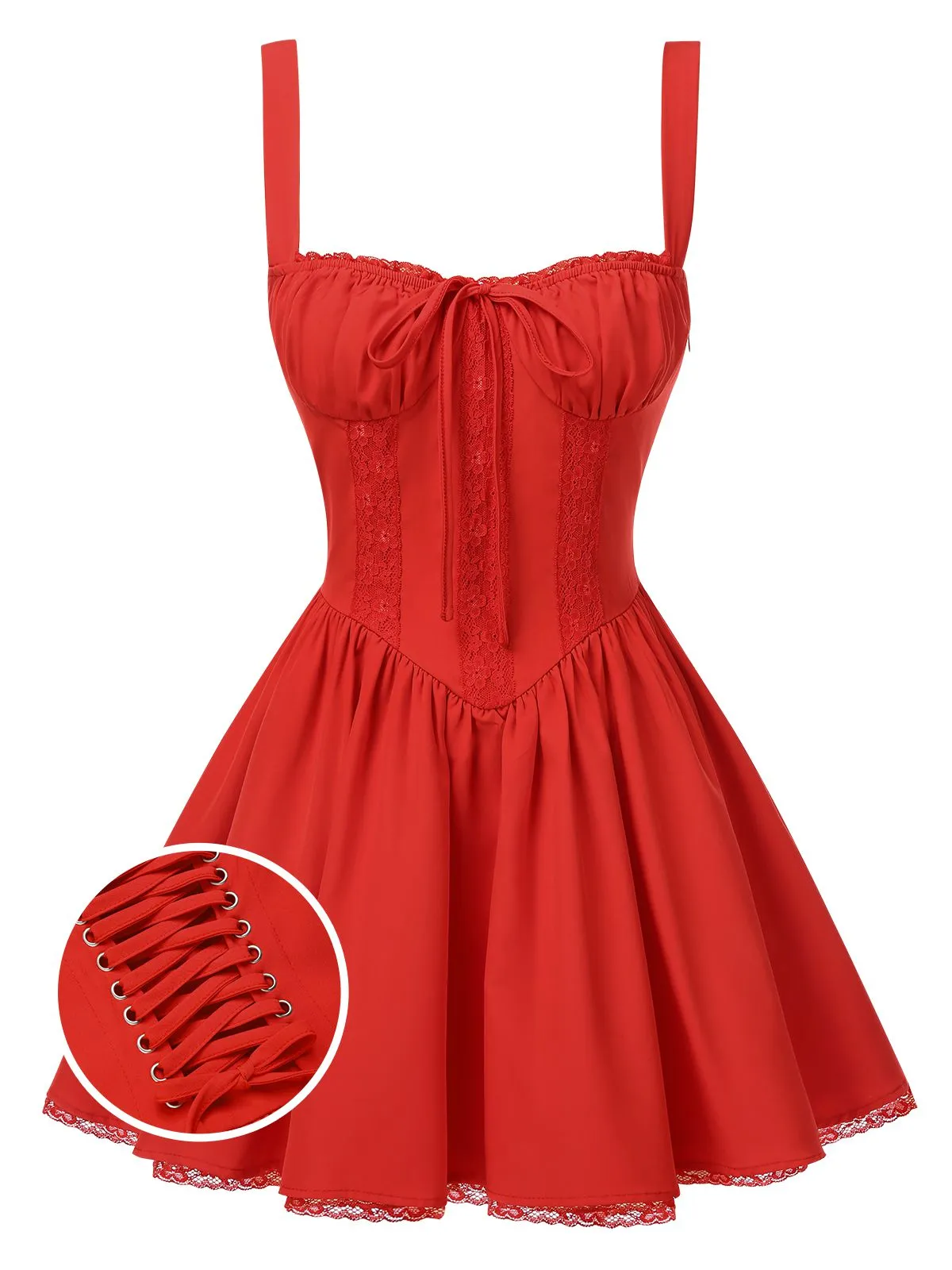 1950s Strap Lace-Up Corset Mini Dress sold by Retro Stage