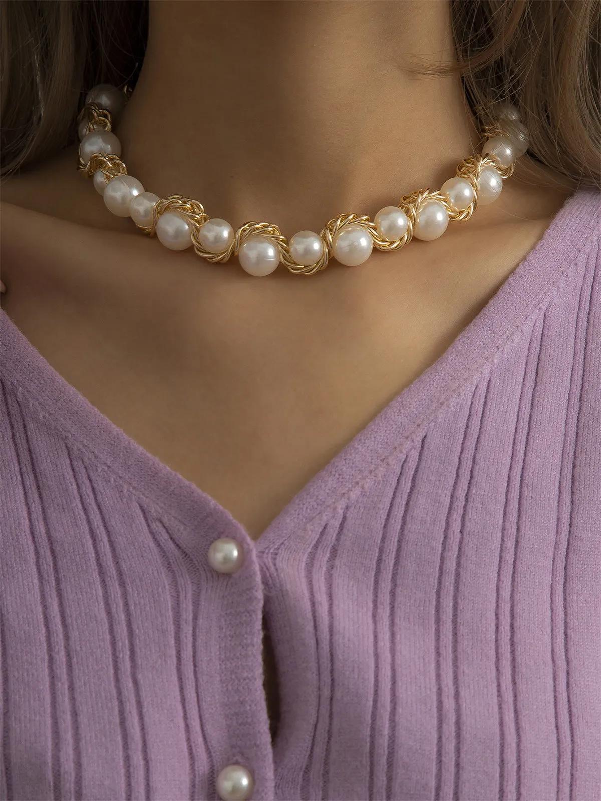 Vintage Alloy Wrap Pearl Necklace sold by Retro Stage product image thumbnail 4