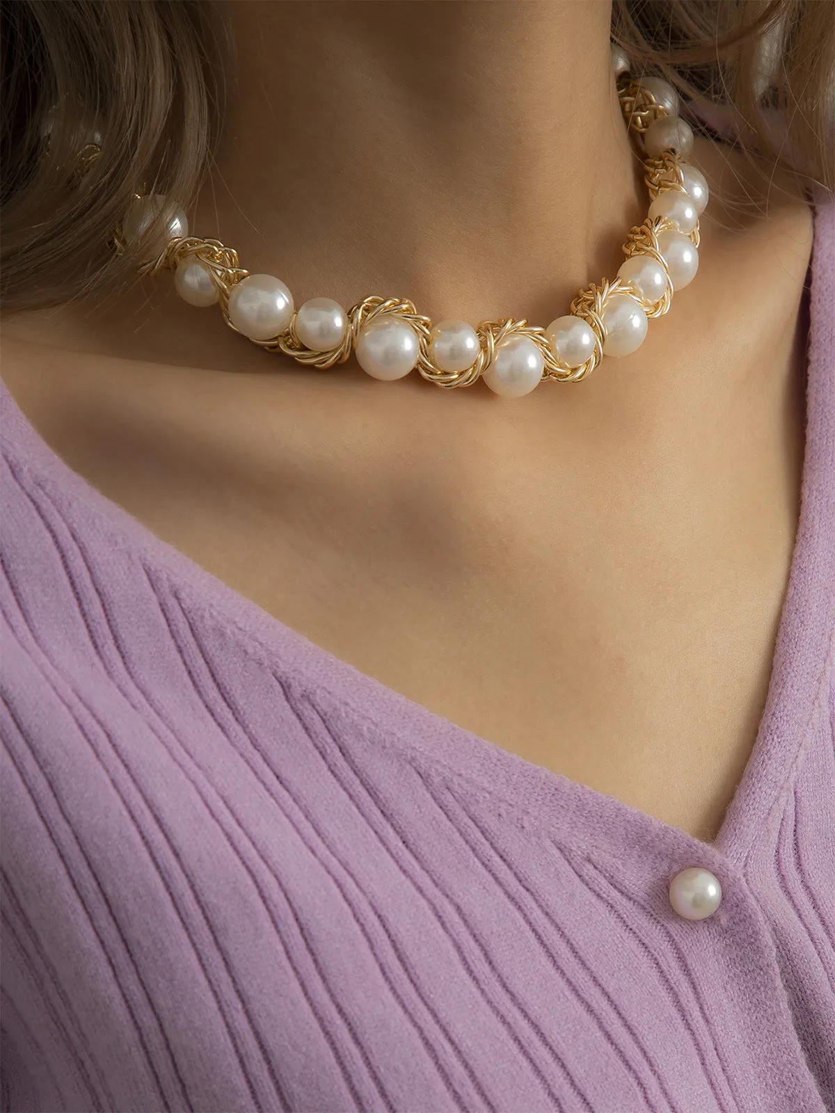 Vintage Alloy Wrap Pearl Necklace sold by Retro Stage product image thumbnail 5