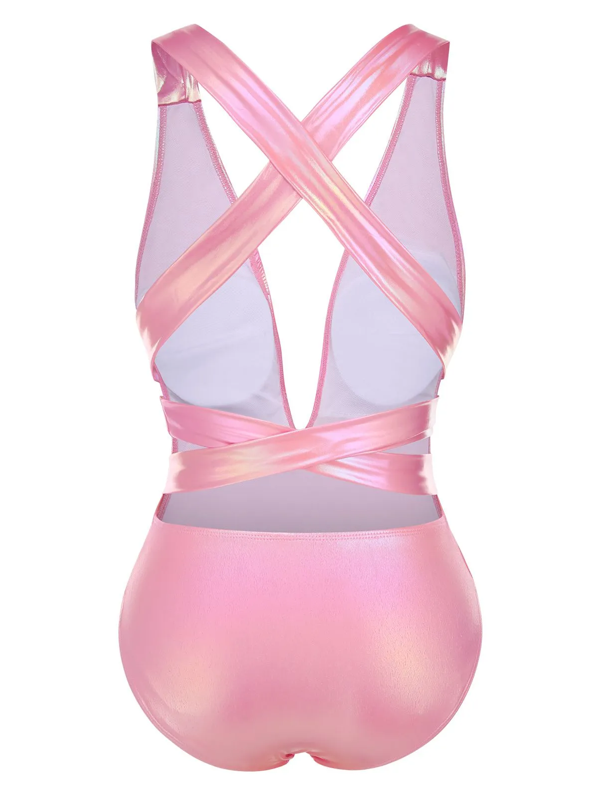 Pink 1970s Metallic Lace-Up Swimsuit sold by Retro Stage product image thumbnail 3