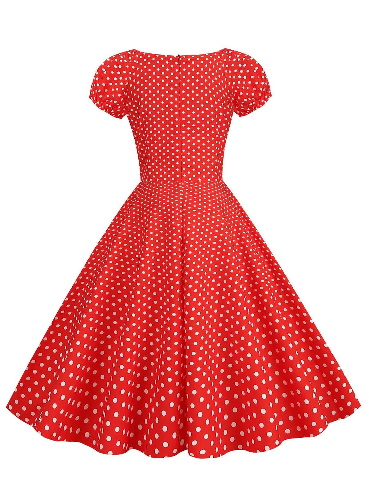 Red 1950s Polka Dot Sweetheart Neck Bow Dress sold by Retro Stage product image thumbnail 3