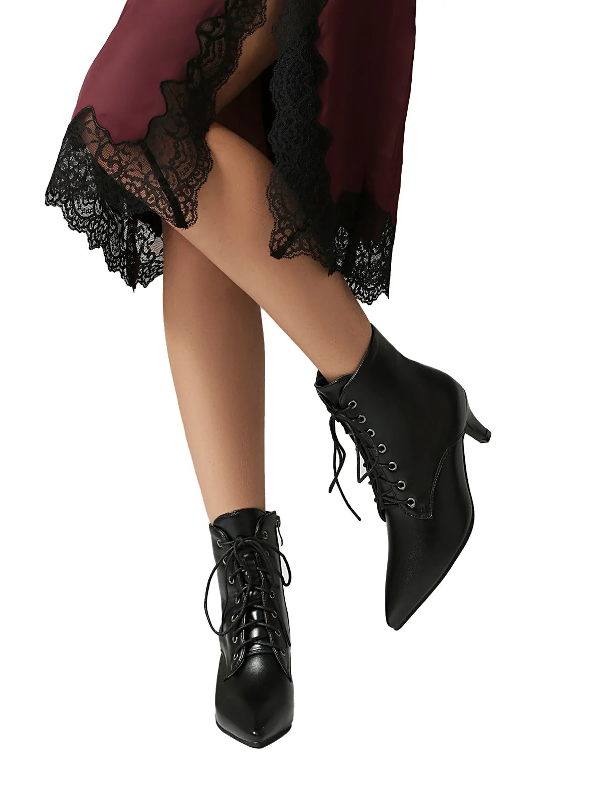 Vintage Lace-Up Kitten Heel Ankle Boots sold by Retro Stage product image thumbnail 3