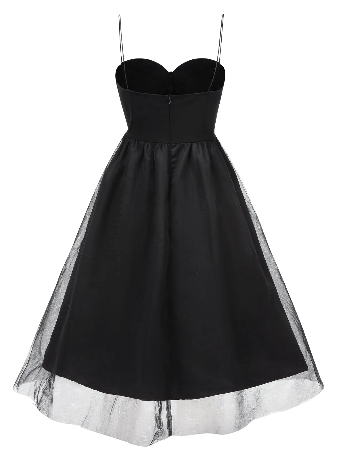 Black 1950s Solid Spaghetti Strap Mesh Dress sold by Retro Stage product image thumbnail 2