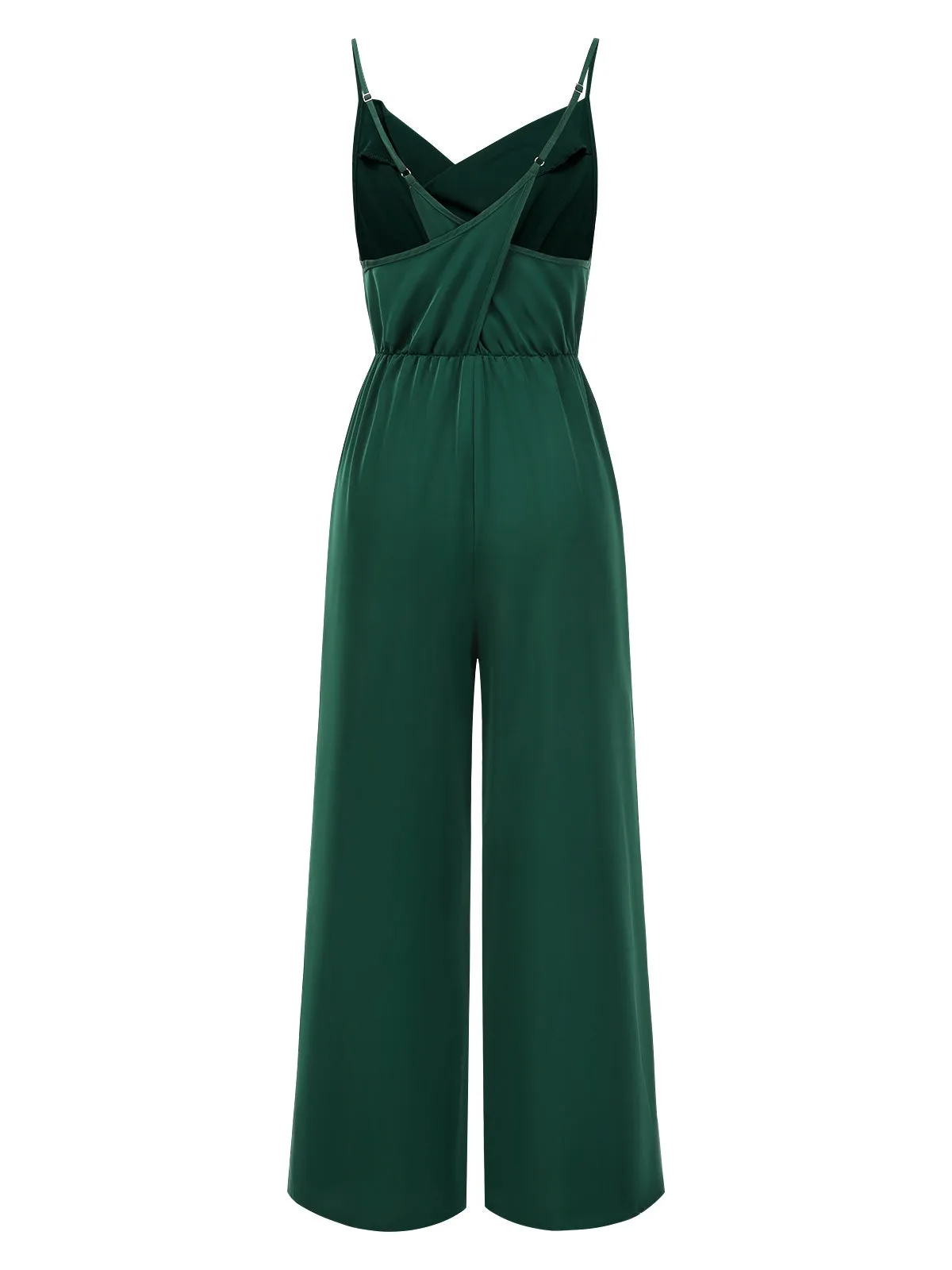 Dark Green 1930s Solid Spaghetti Straps Cowl Neck Jumpsuit sold by Retro Stage product image thumbnail 2