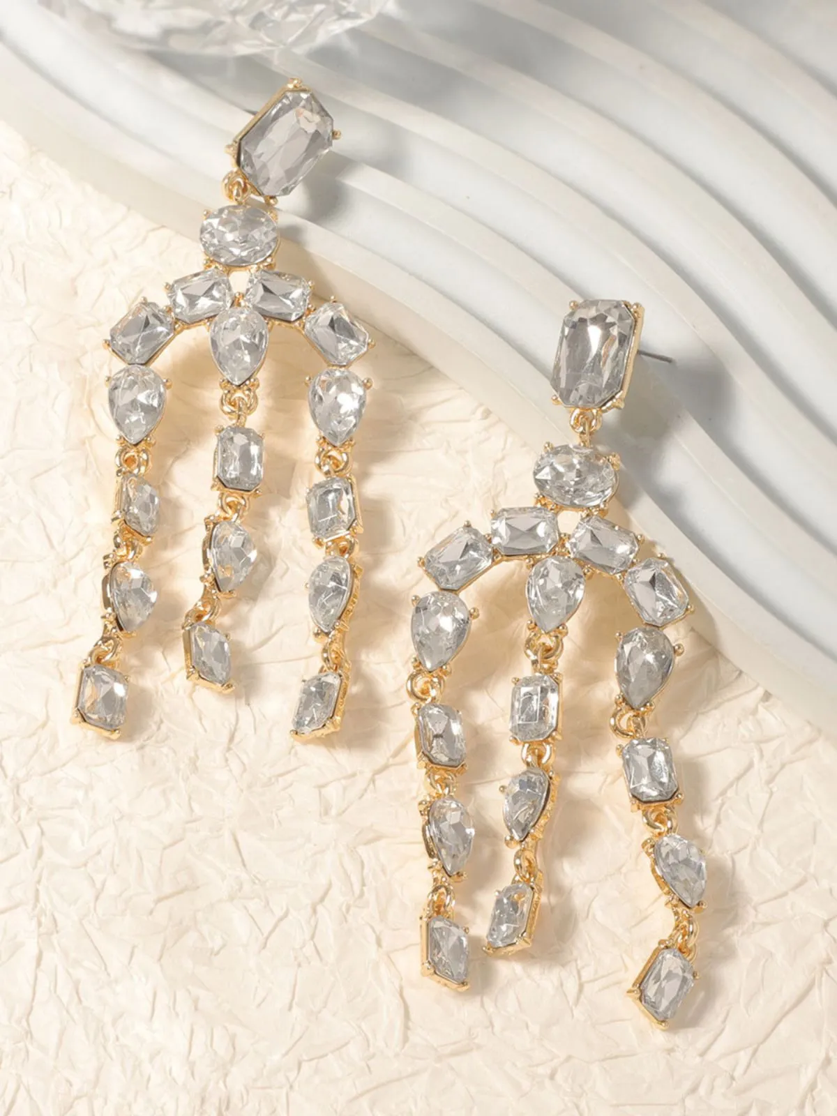 Vintage Crystal Cascade Diamond Earrings sold by Retro Stage product image thumbnail 3