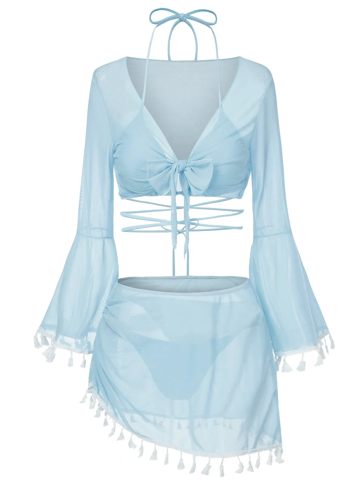 4PCS 1940s Fringe V-Neck Swimsuit & Cover-Up sold by Retro Stage product image thumbnail 4