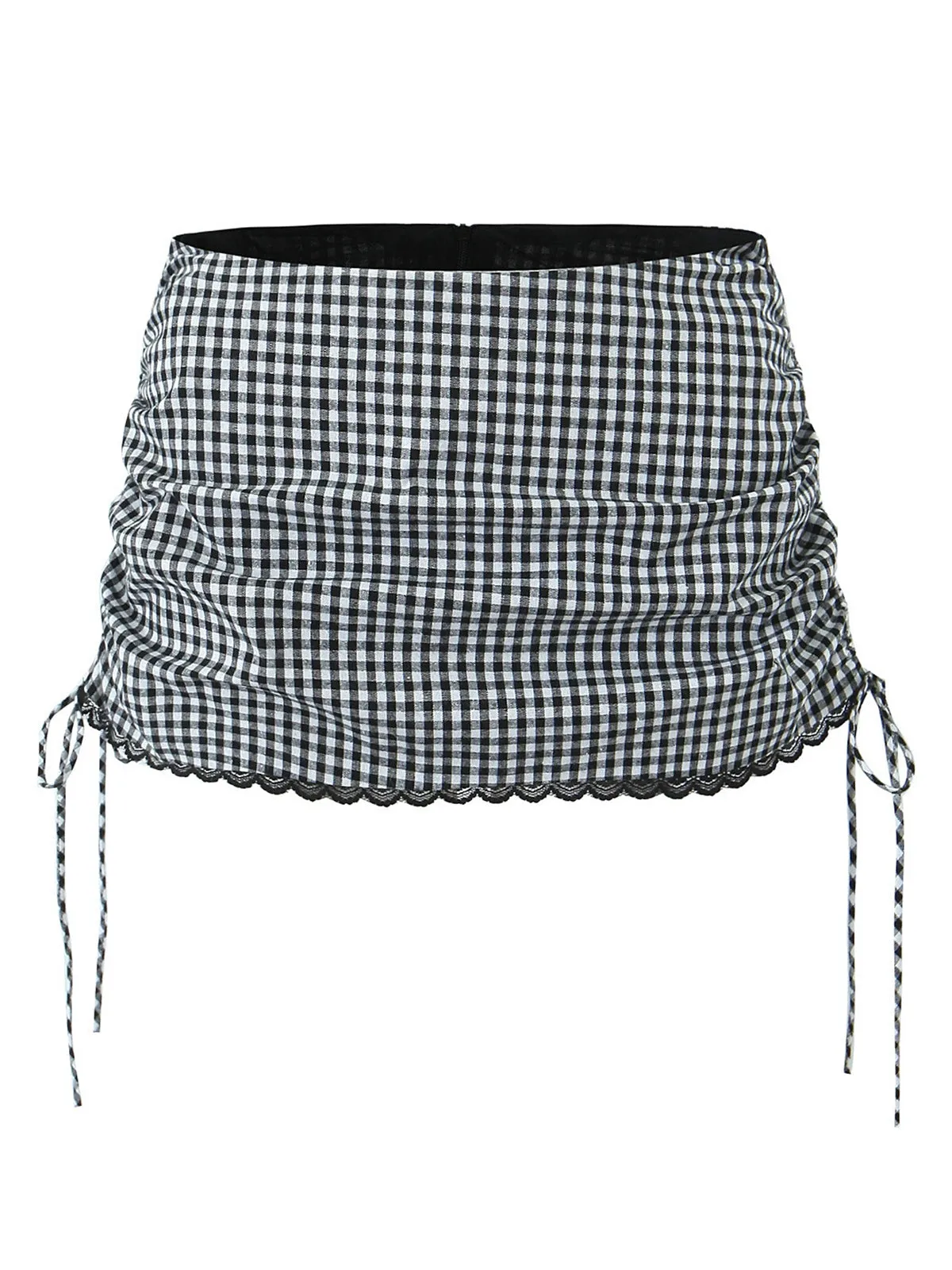 2PCS 1950s Gingham Plaid Lace-Up Crop Camisole & Skirt sold by Retro Stage product image thumbnail 4