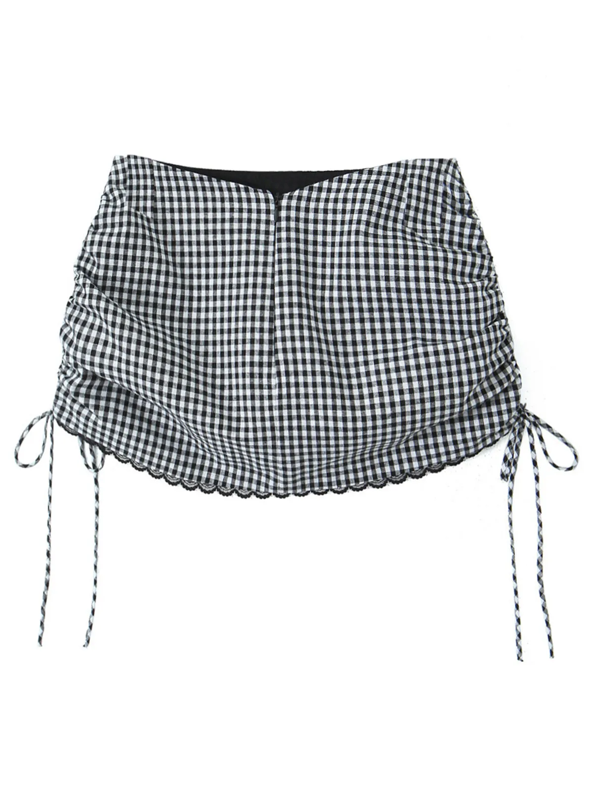 2PCS 1950s Gingham Plaid Lace-Up Crop Camisole & Skirt sold by Retro Stage product image thumbnail 5