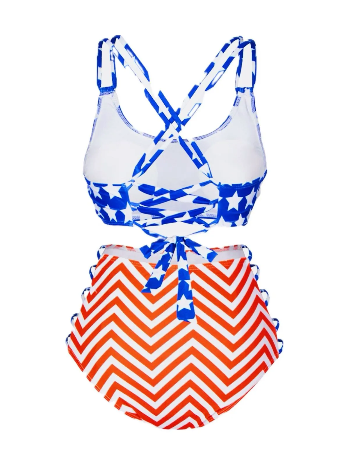 Multicolor 1950s Stars Chevron Stripes Swimsuit sold by Retro Stage product image thumbnail 3