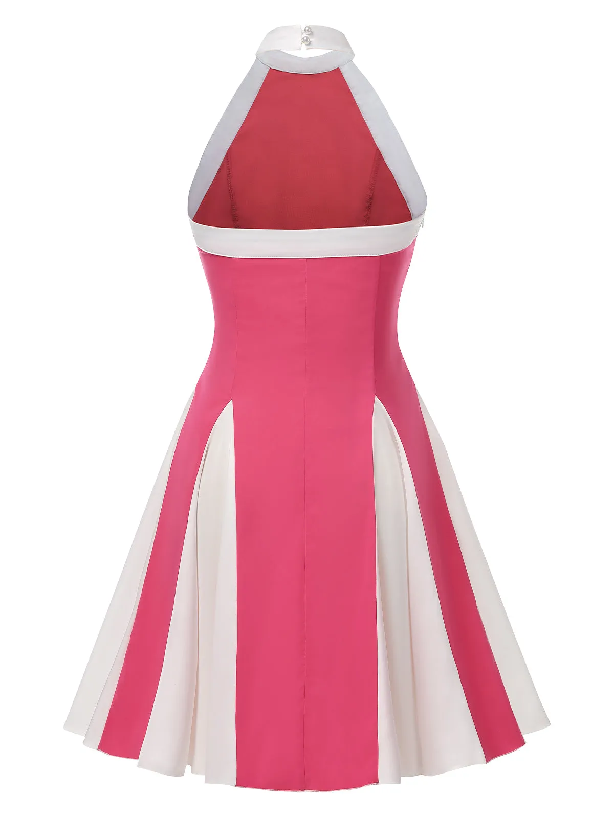 1950s Halter Colorblock 3D Floral Backless Dress sold by Retro Stage product image thumbnail 2