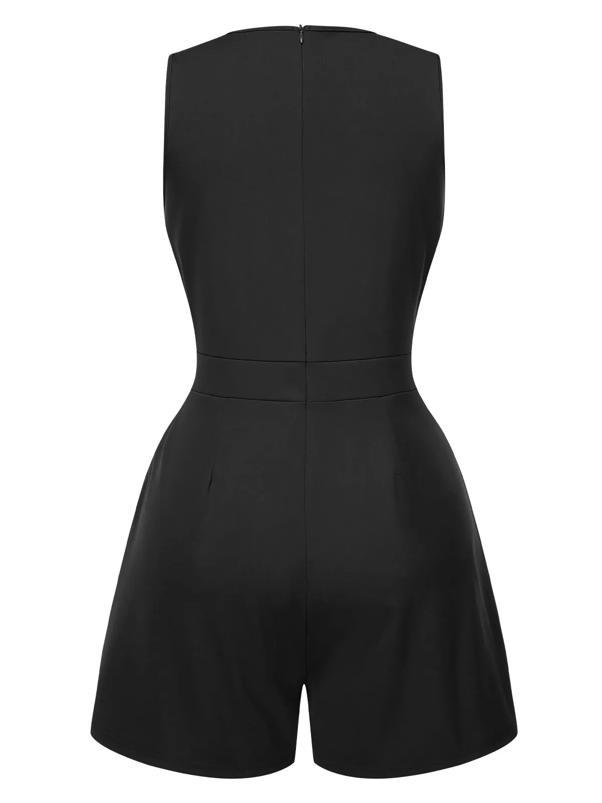 Solid 1960s Surplice V-Neck Sleeveless Chain Romper sold by Retro Stage product image thumbnail 3