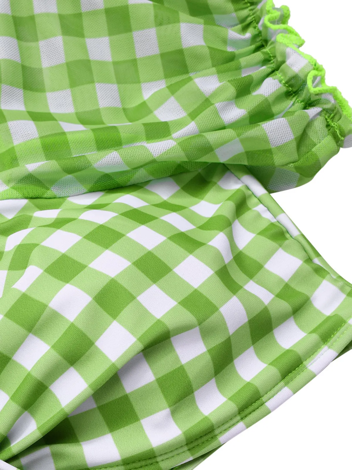 Green 1960s Gingham Puff Sleeve Bikini Set sold by Retro Stage product image thumbnail 3