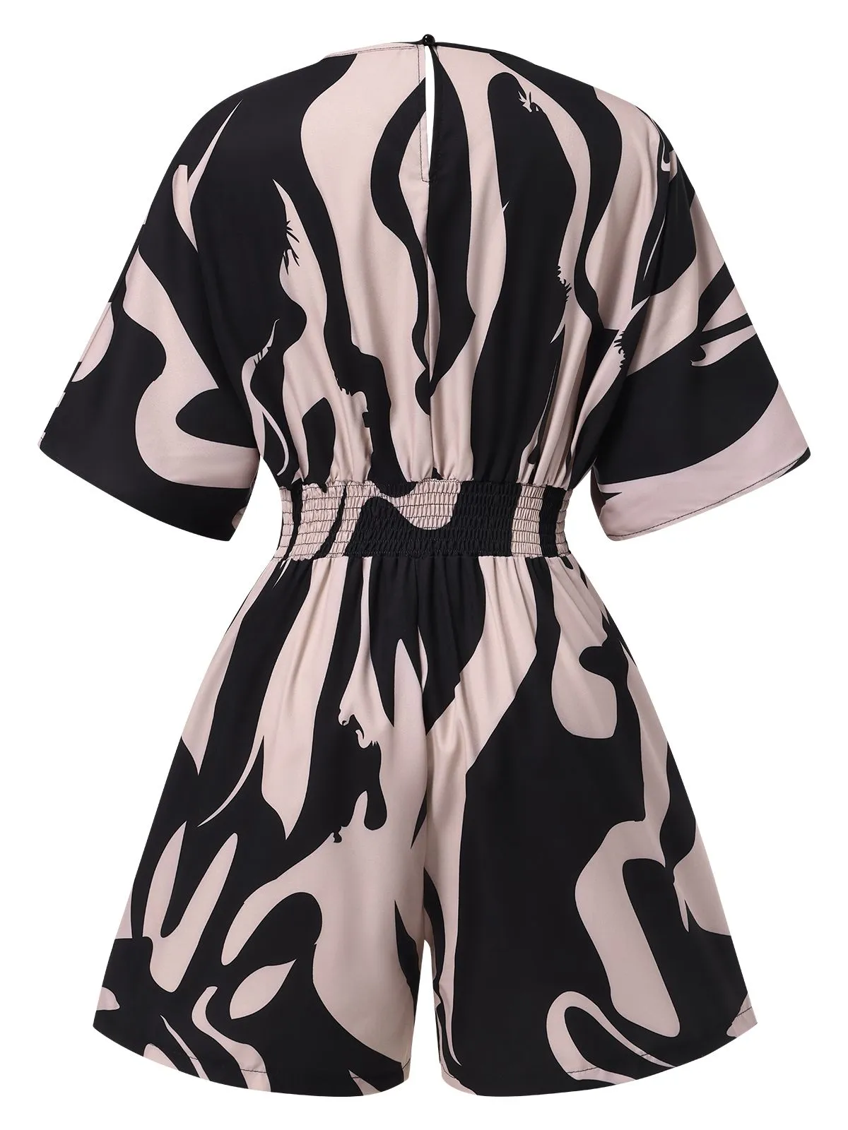 Multicolor 1940s Surplice V-Neck Printed Batwing Romper sold by Retro Stage product image thumbnail 2