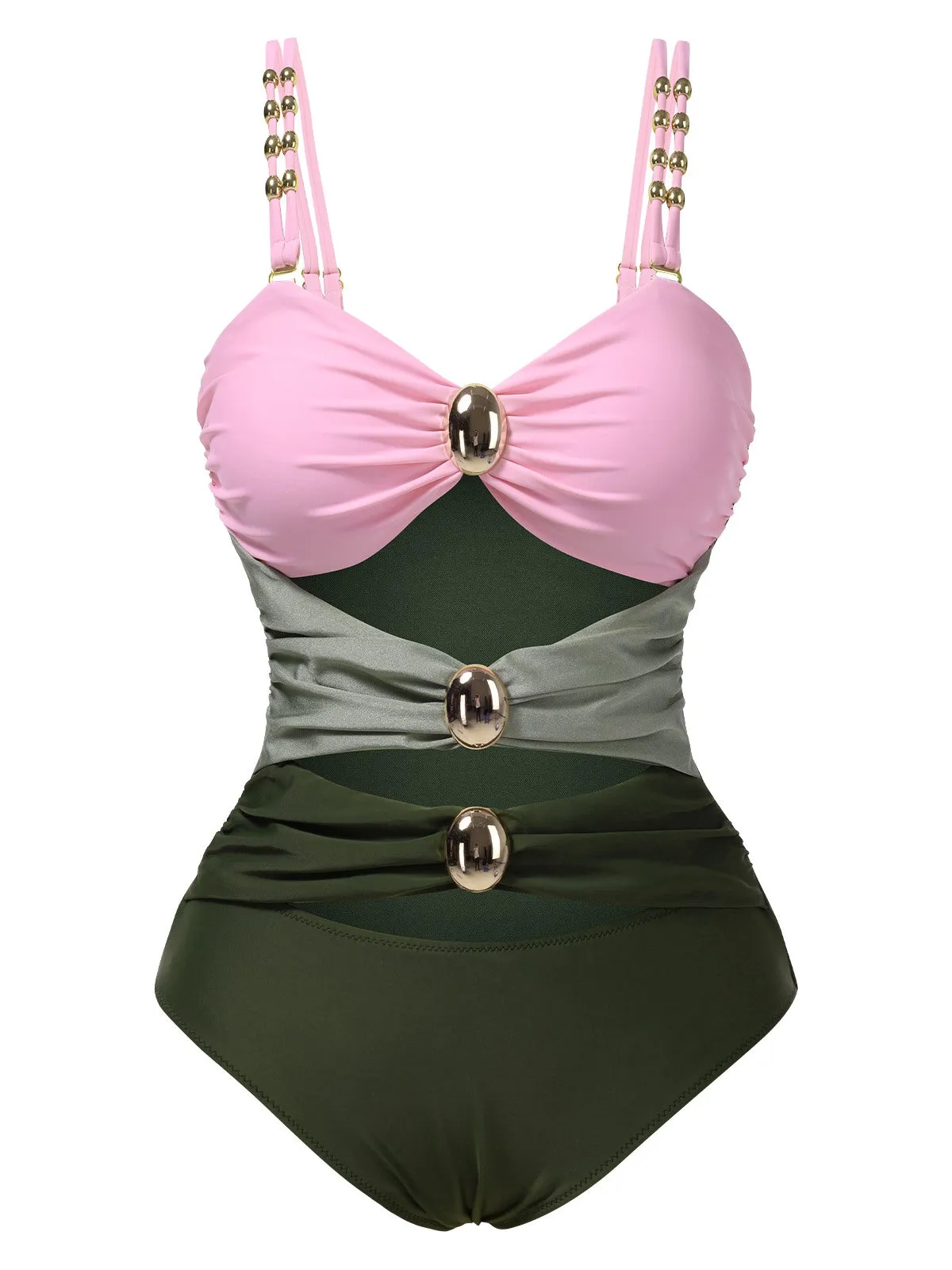 1950s Metal Button Hollow One-Piece Swimsuit sold by Retro Stage product image thumbnail 3