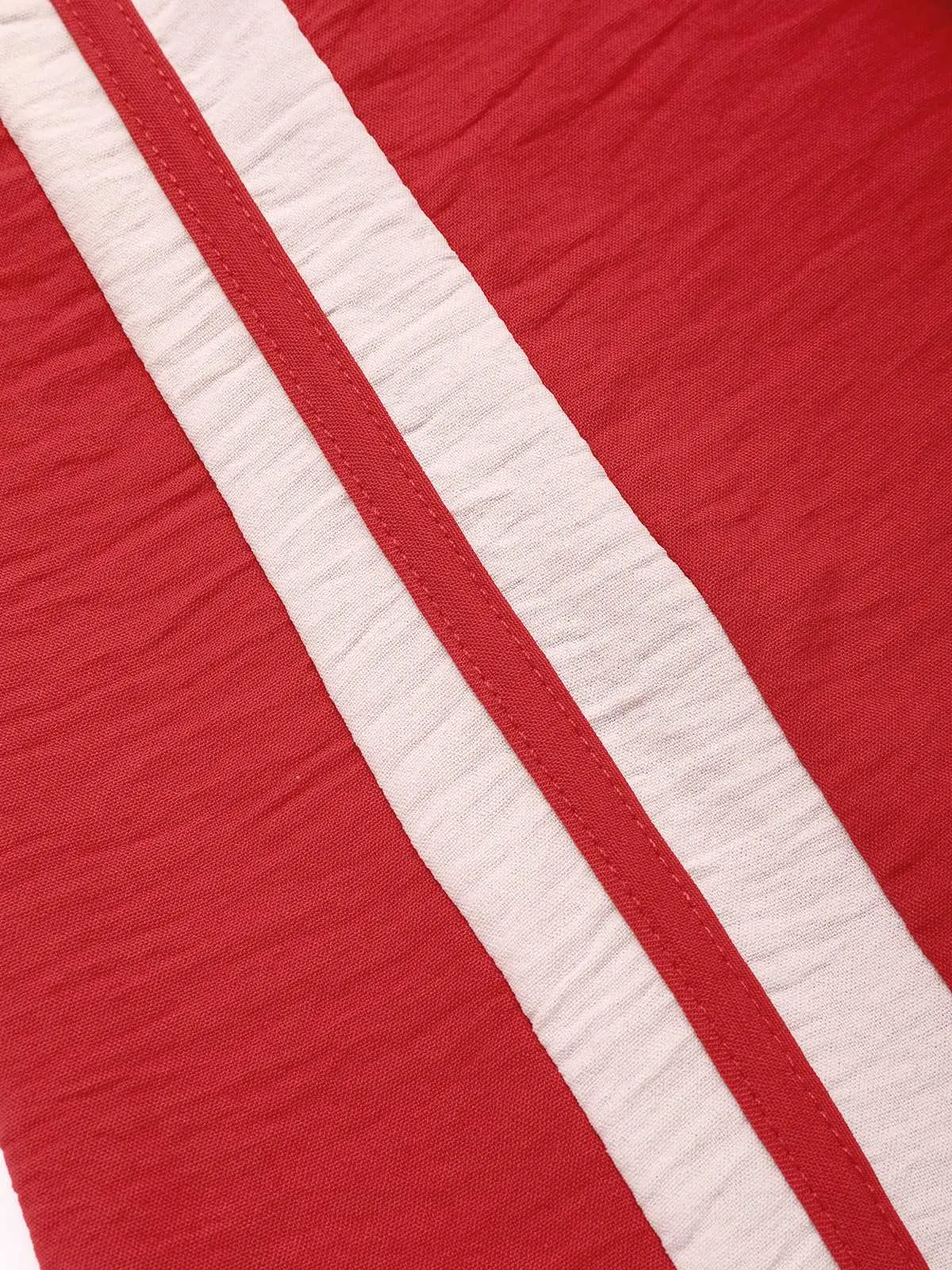 Red 1970s Spaghetti Strap Belted Stripe Jumpsuit sold by Retro Stage product image thumbnail 3