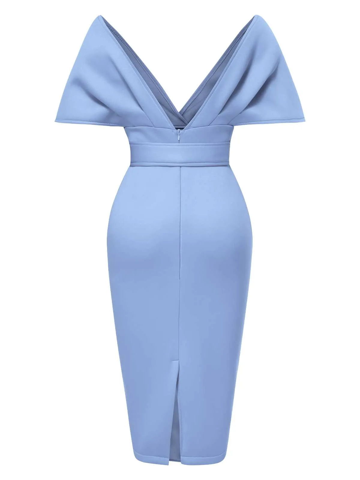 1960s Off-Shoulder Belted Solid Bodycon Dress sold by Retro Stage product image thumbnail 5