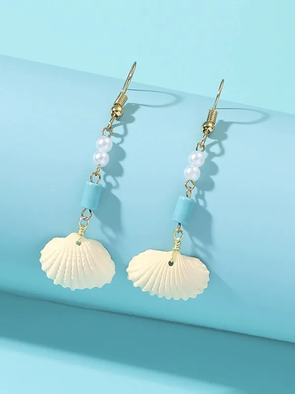 Vintage Pearl Seashell Drop Earrings sold by Retro Stage