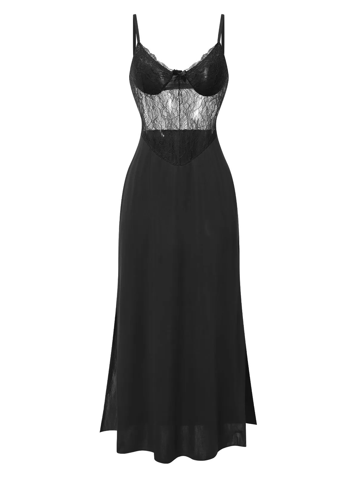 1930s Solid Spaghetti Strap Lace Chiffon Nightdress sold by Retro Stage product image thumbnail 5