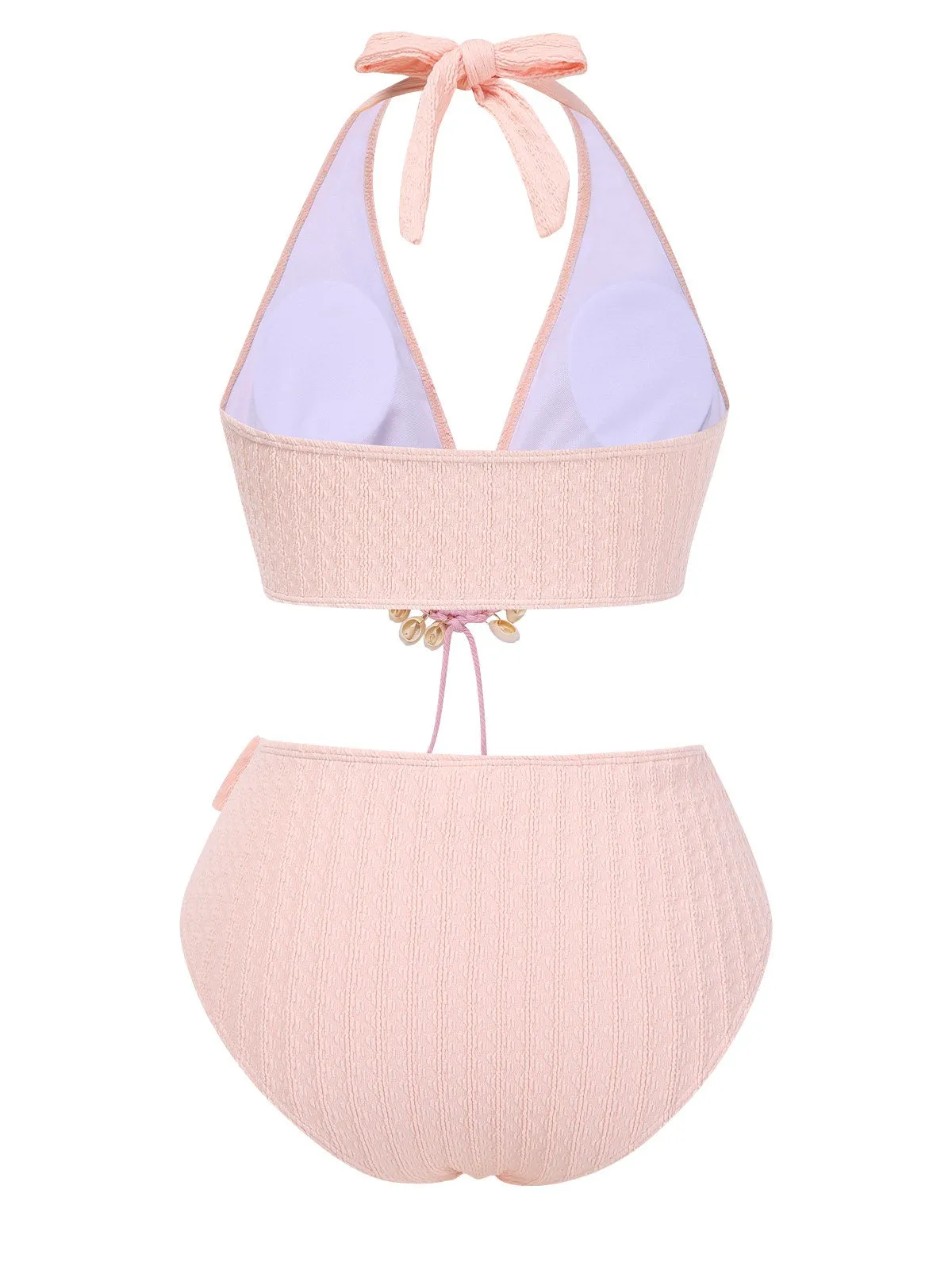 1950s Deep V-Neck Textured Seashell Halter Swimsuit sold by Retro Stage product image thumbnail 3