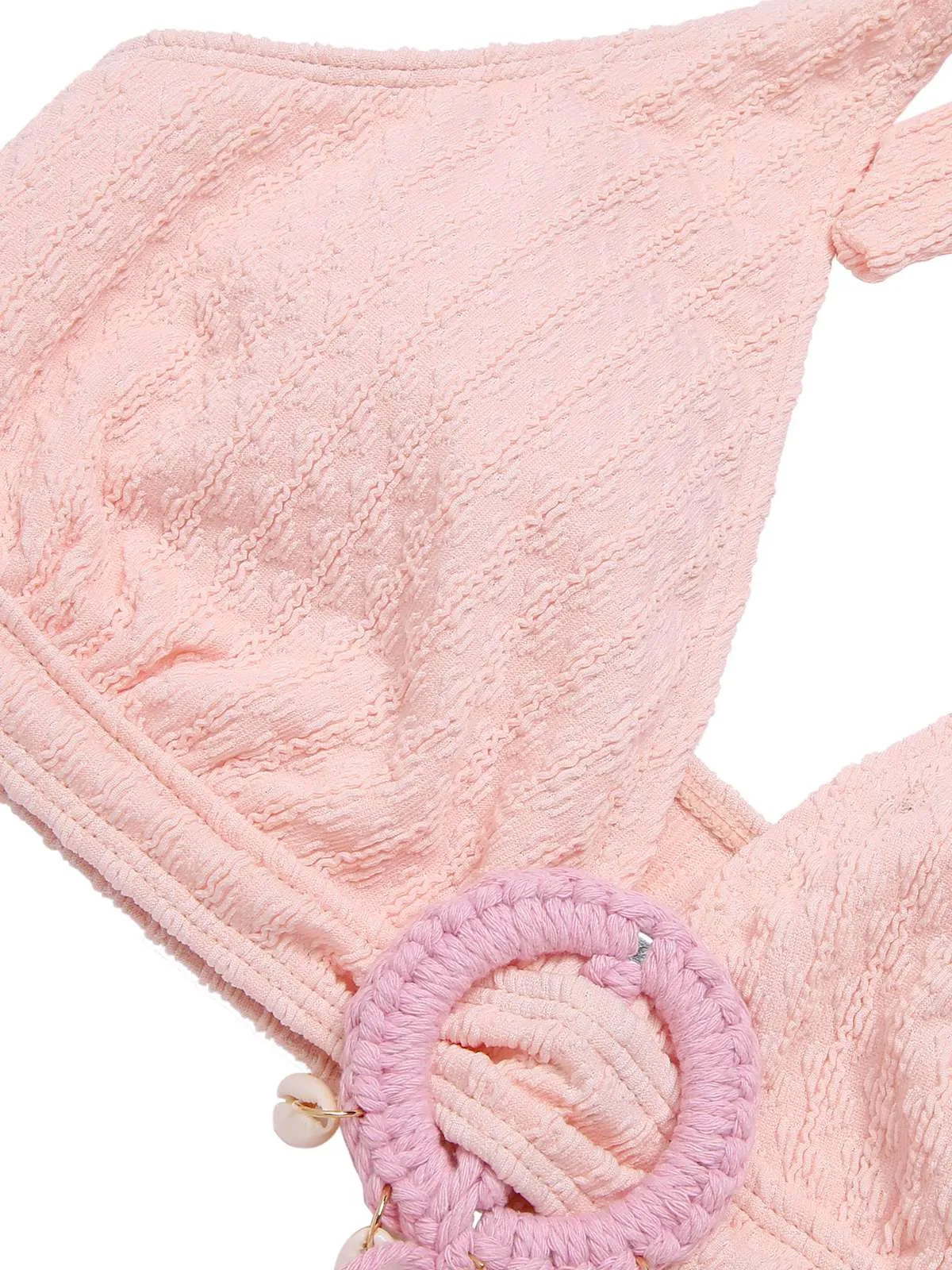 1950s Deep V-Neck Textured Seashell Halter Swimsuit sold by Retro Stage product image thumbnail 4