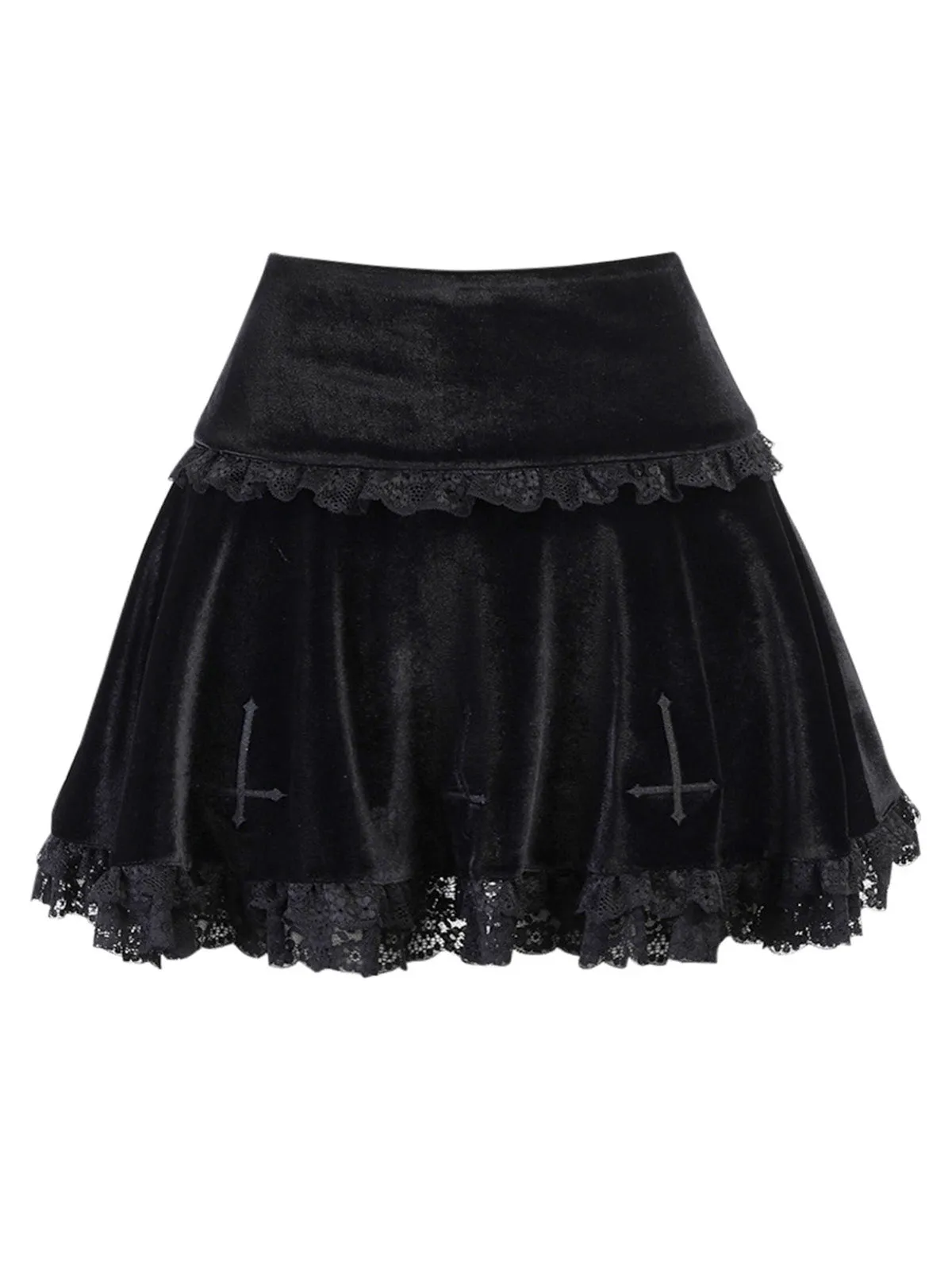 Black 1980s Solid Embroidered Lace Skirt sold by Retro Stage