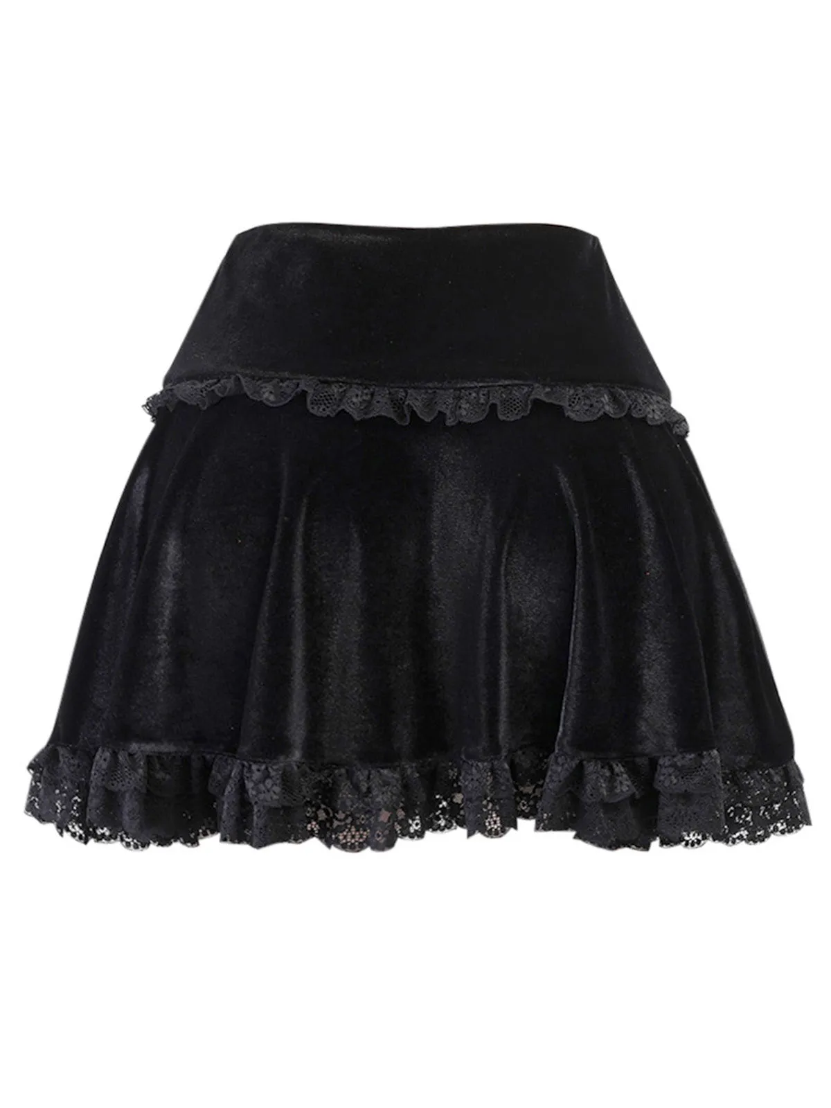 Black 1980s Solid Embroidered Lace Skirt sold by Retro Stage product image thumbnail 2