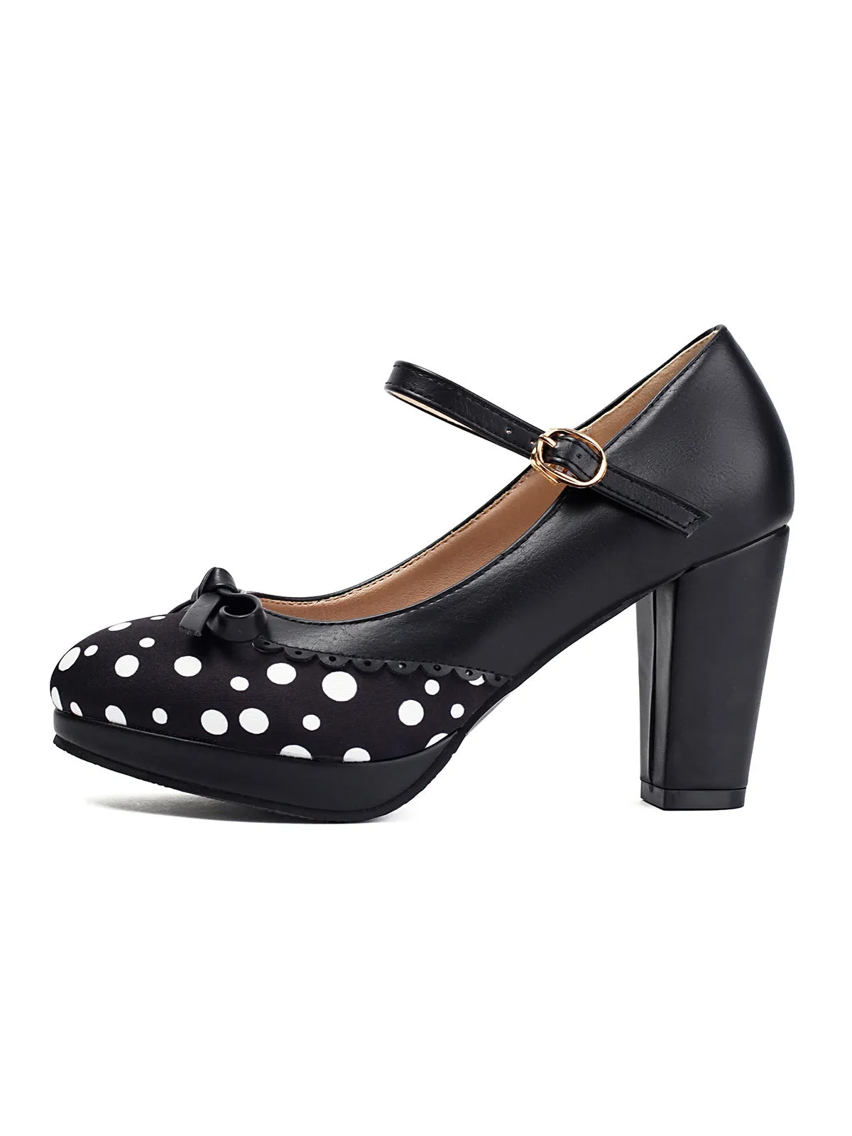Polka Dot Round Toe Chunky Heels sold by Retro Stage product image thumbnail 2