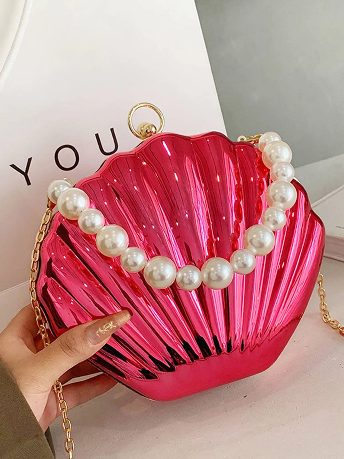 Solid Pearl Metal Shell Bag sold by Retro Stage product image thumbnail 3