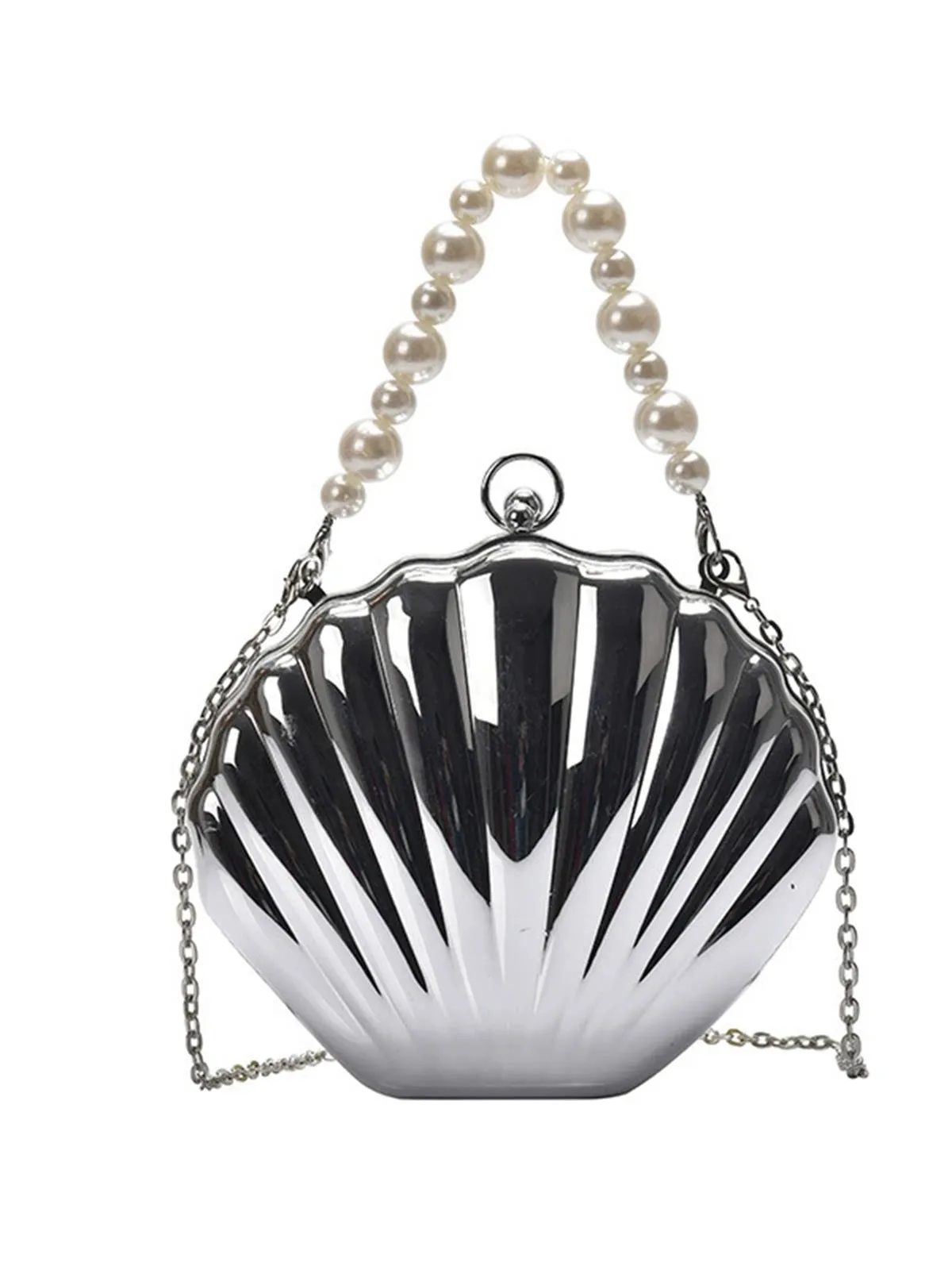 Solid Pearl Metal Shell Bag sold by Retro Stage