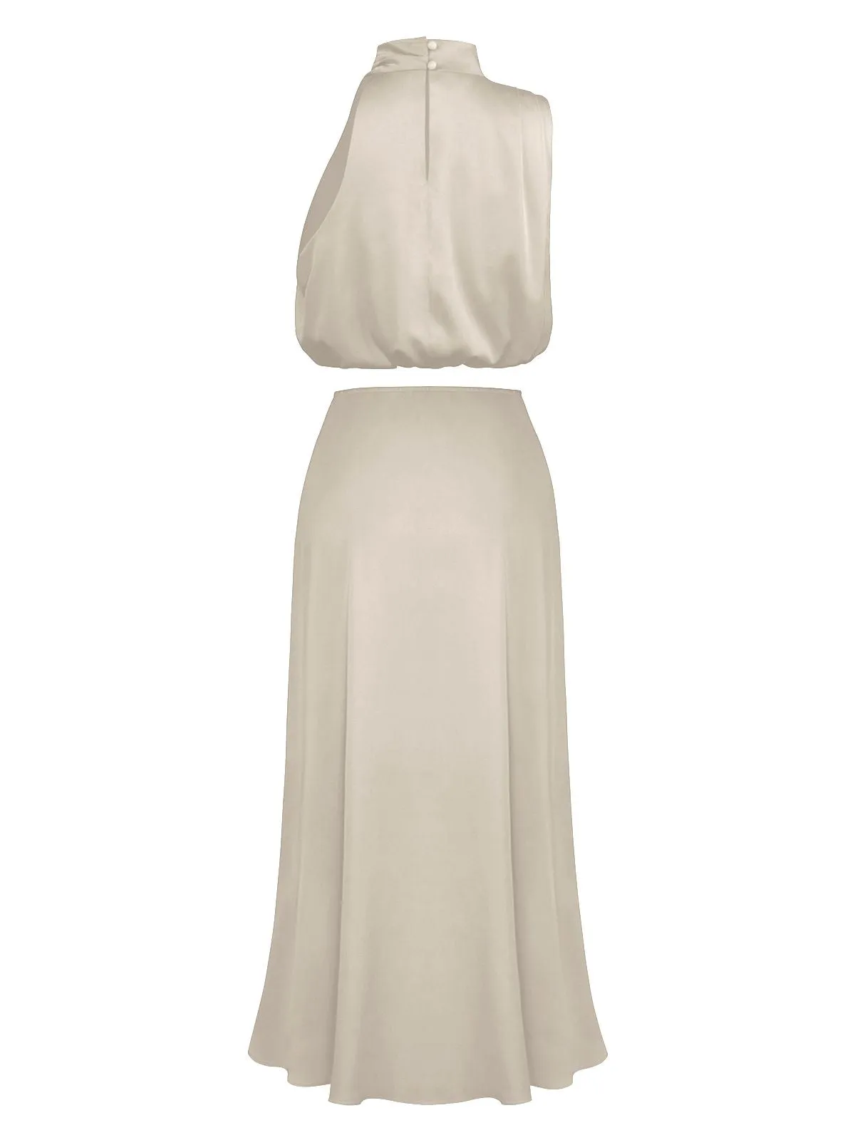 2PCS 1930s Solid Satin Mock Collar Top & Fishtail Skirt sold by Retro Stage product image thumbnail 5