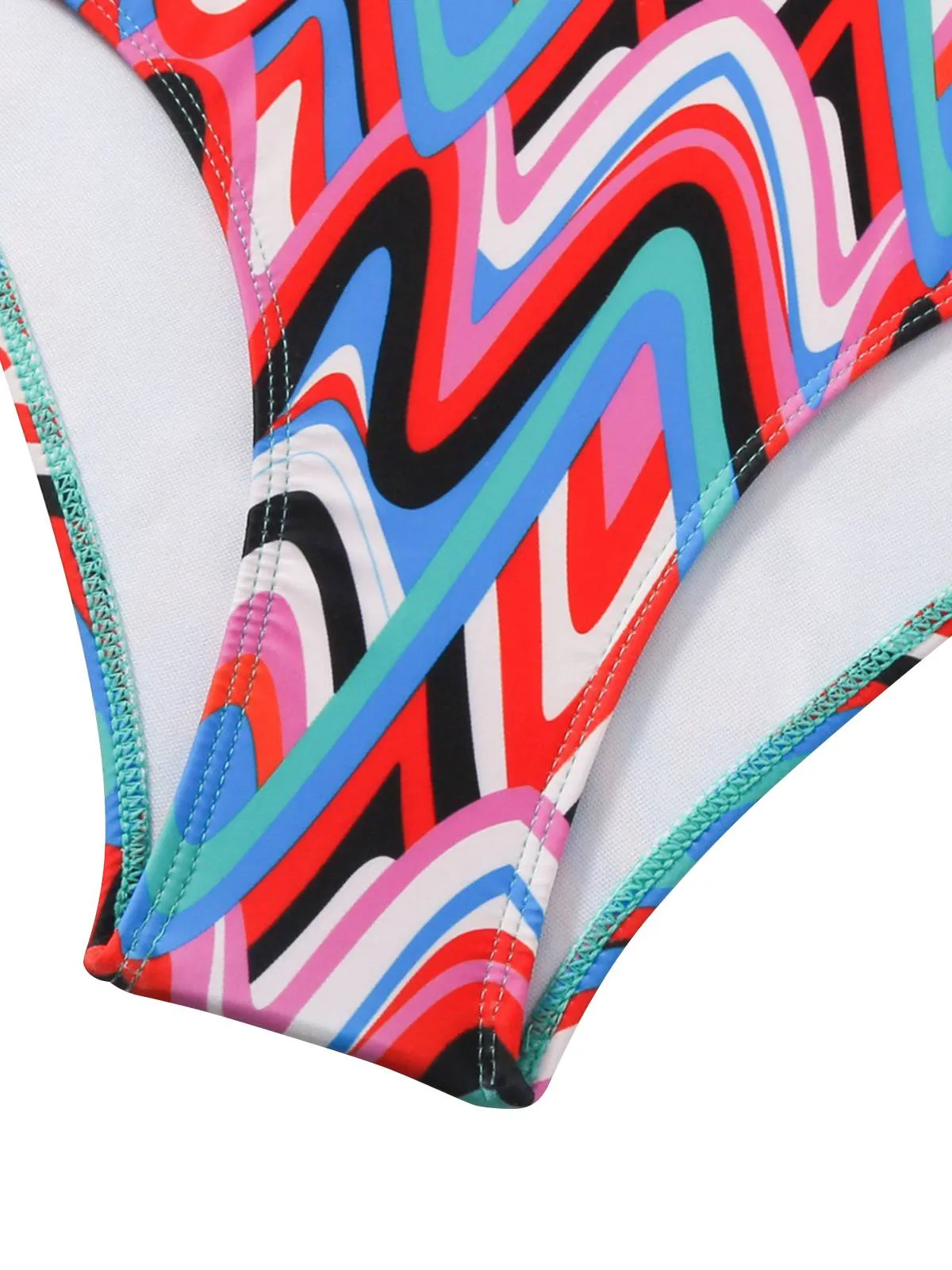 1970s Psychedelic Chevron Deep V-Neck Swimsuit sold by Retro Stage product image thumbnail 4