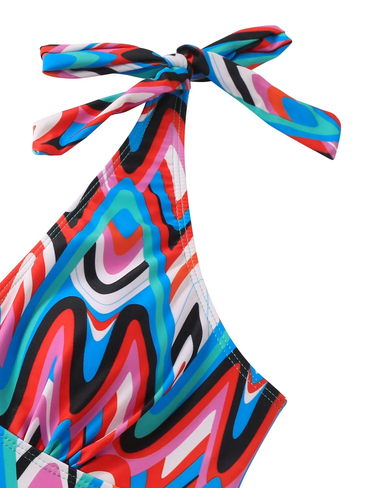 1970s Psychedelic Chevron Deep V-Neck Swimsuit sold by Retro Stage product image thumbnail 3