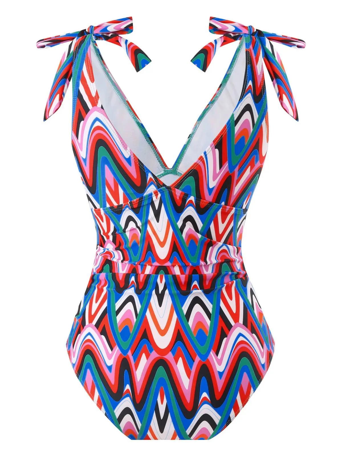 1970s Psychedelic Chevron Deep V-Neck Swimsuit sold by Retro Stage product image thumbnail 2