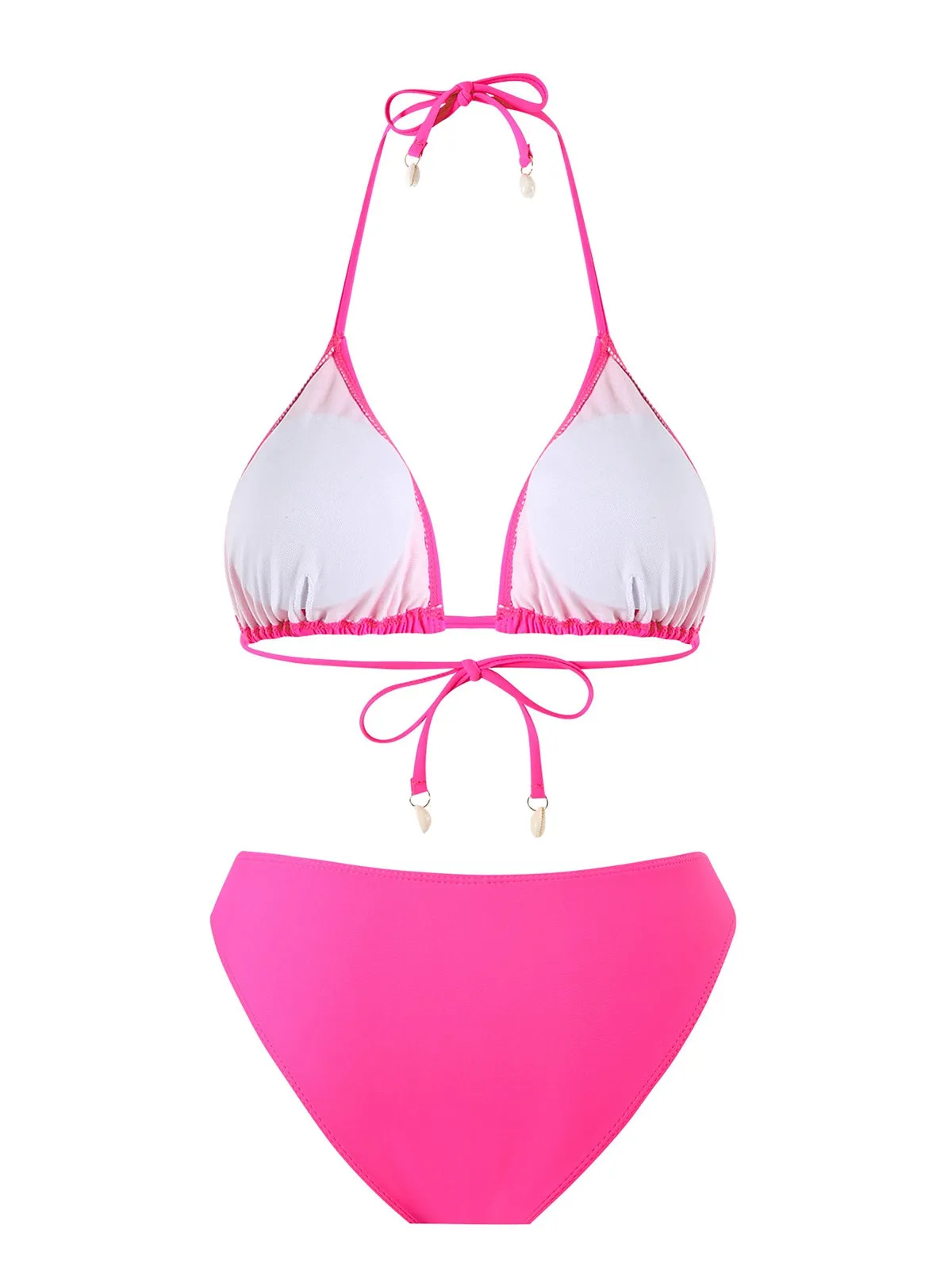 Rose Red 1940s Boho Seashell Halter Bikini Set sold by Retro Stage product image thumbnail 3