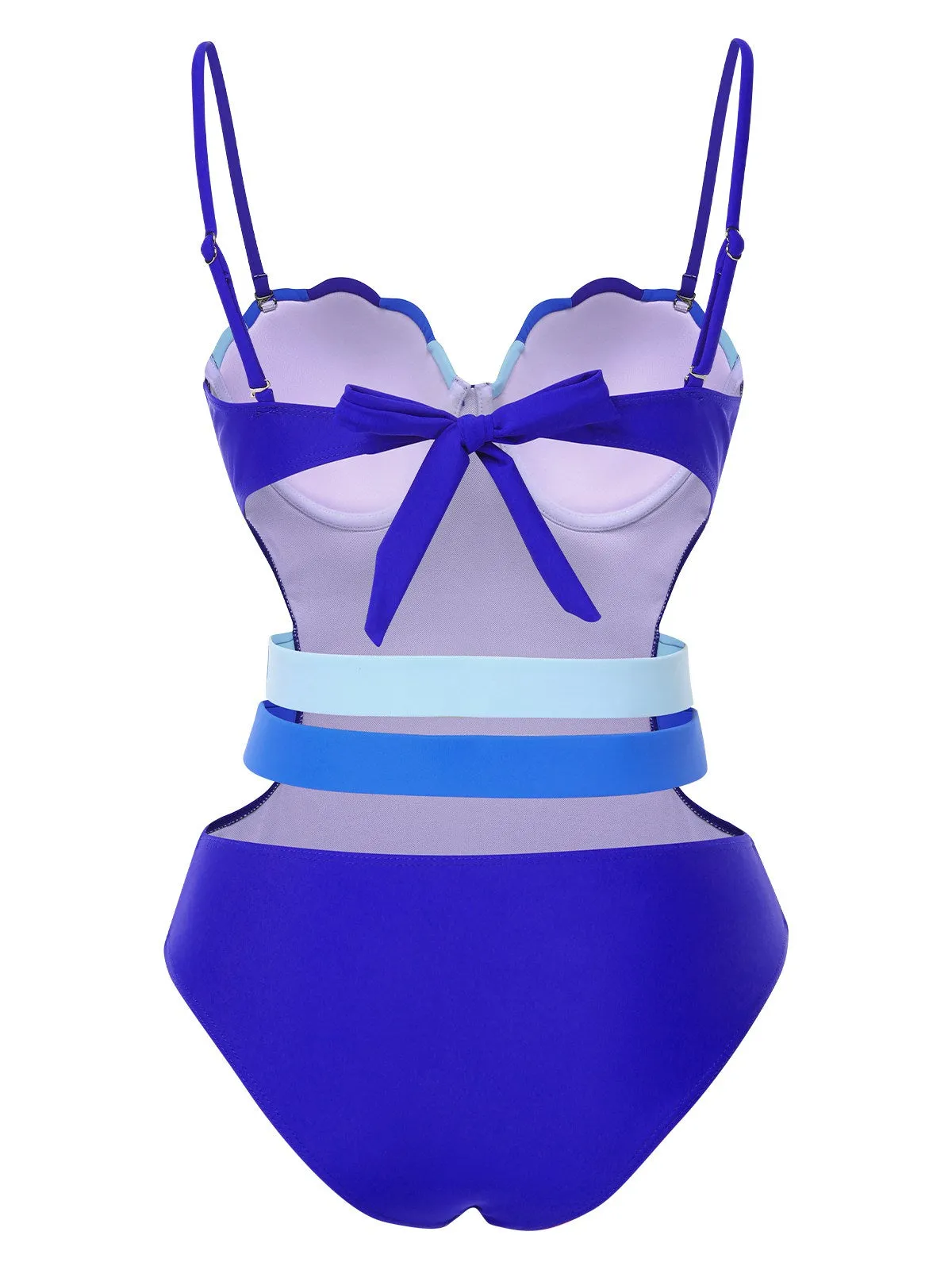 Blue 1950s Seashell Hollow One-Piece Swimsuit sold by Retro Stage product image thumbnail 3