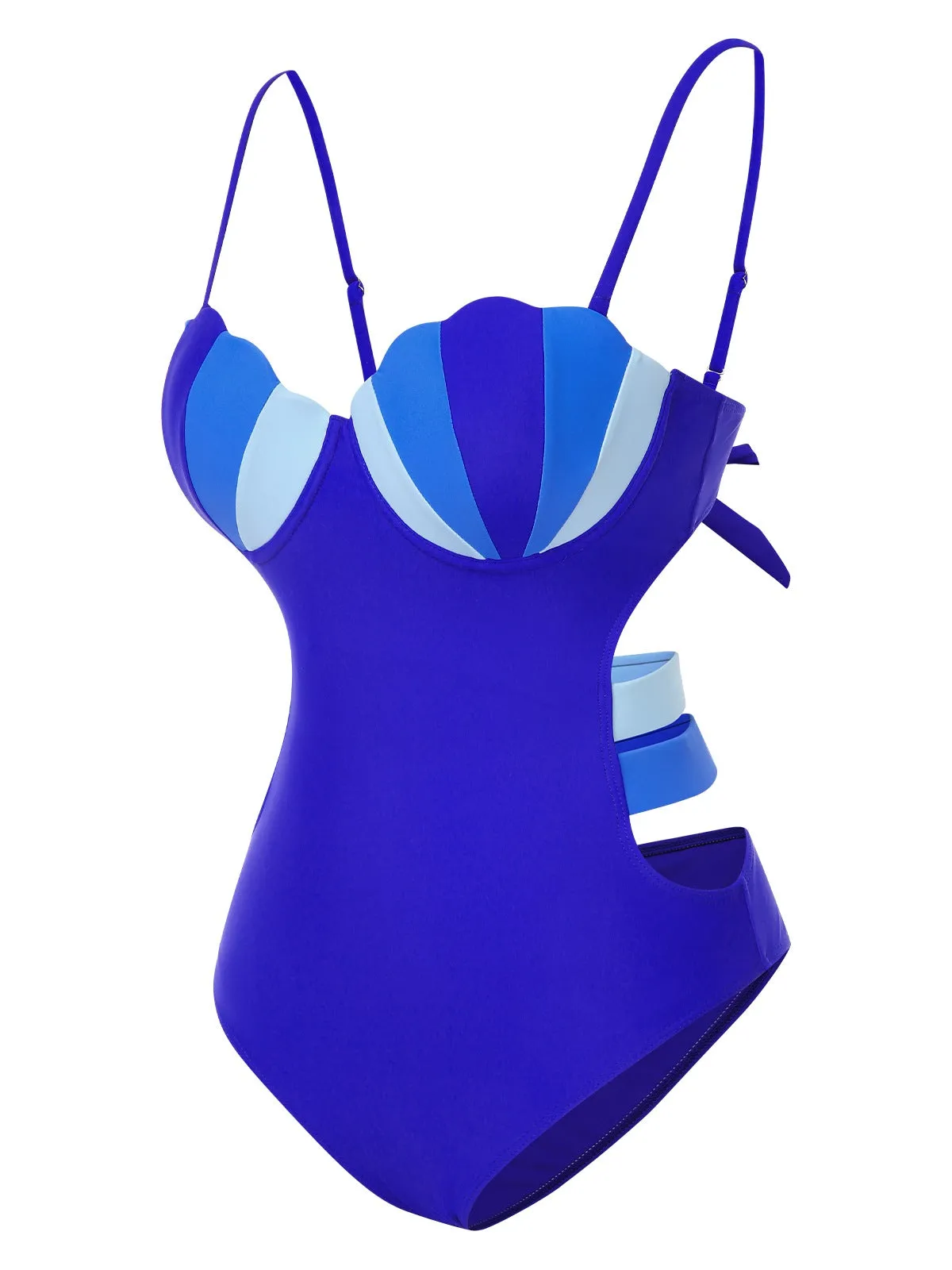 Blue 1950s Seashell Hollow One-Piece Swimsuit sold by Retro Stage product image thumbnail 2