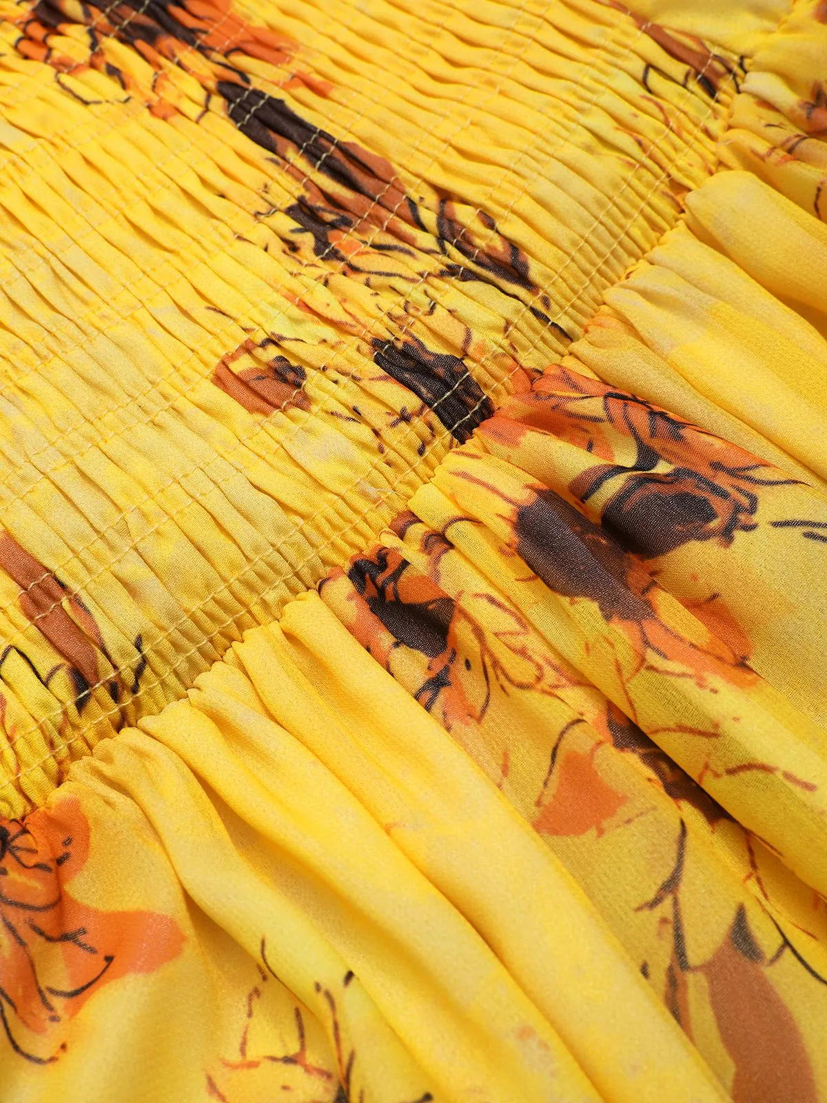 Yellow 1970s Scoop Midi A-line Sunflower Dress sold by Retro Stage product image thumbnail 4